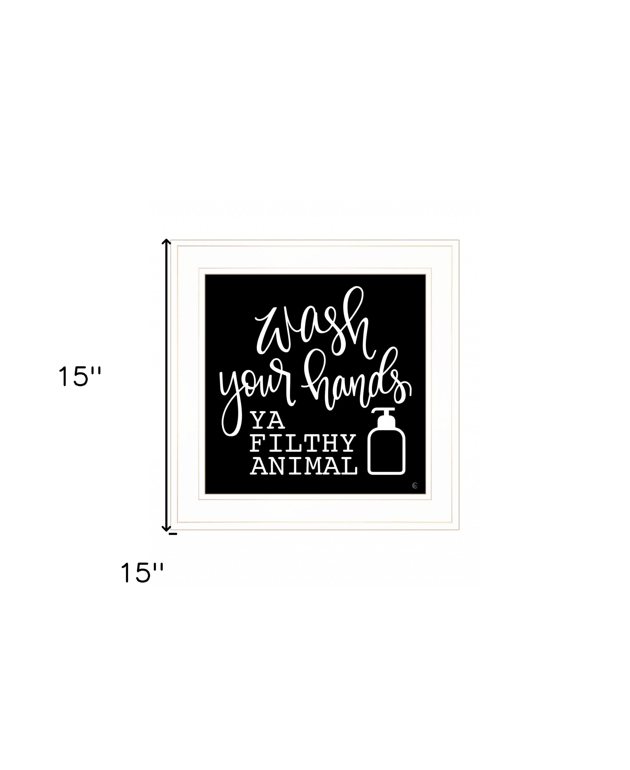 Wash Your Hands 1 White Framed Print Bathroom Wall Art