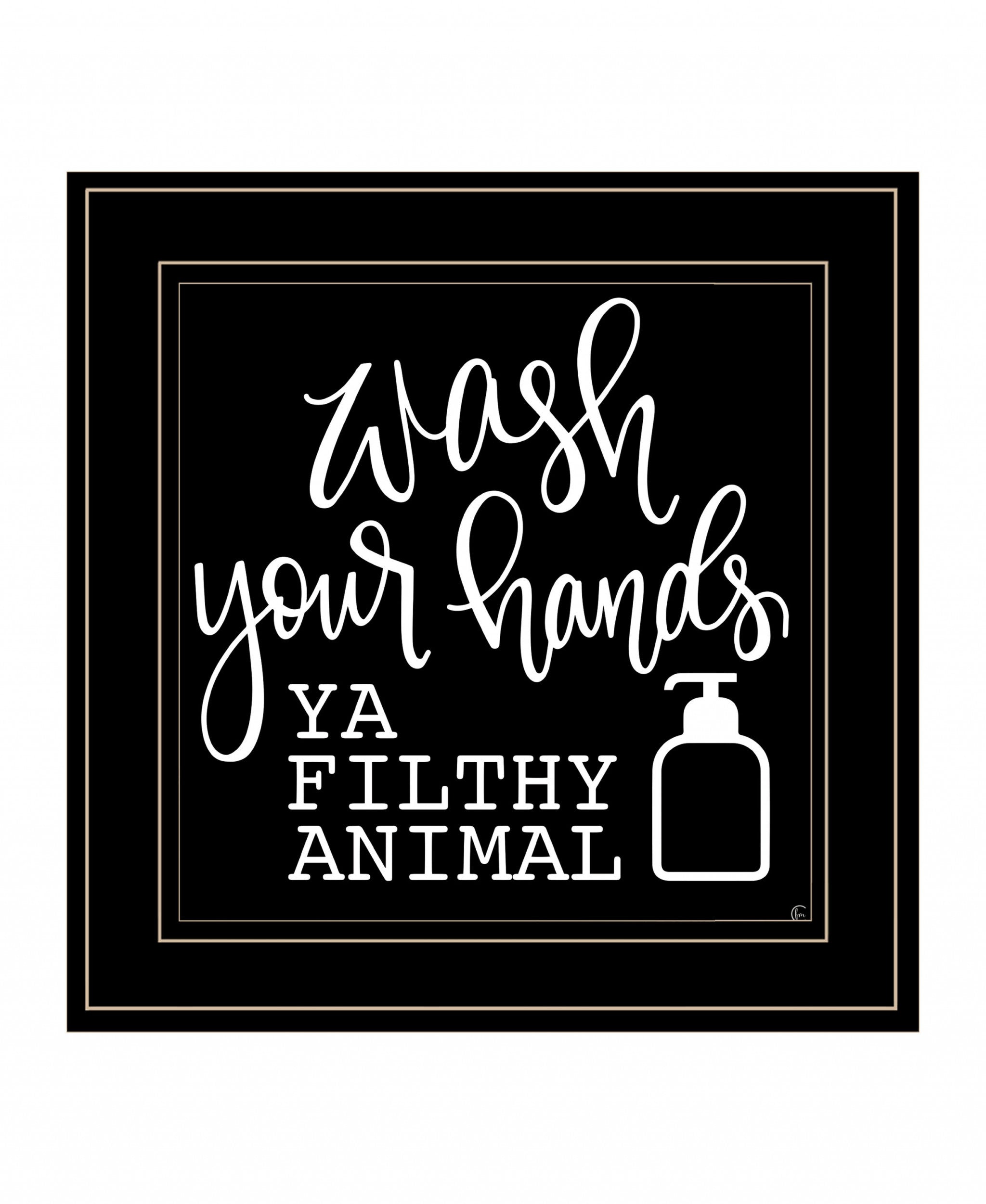 Wash Your Hands 2 Black Framed Print Bathroom Wall Art