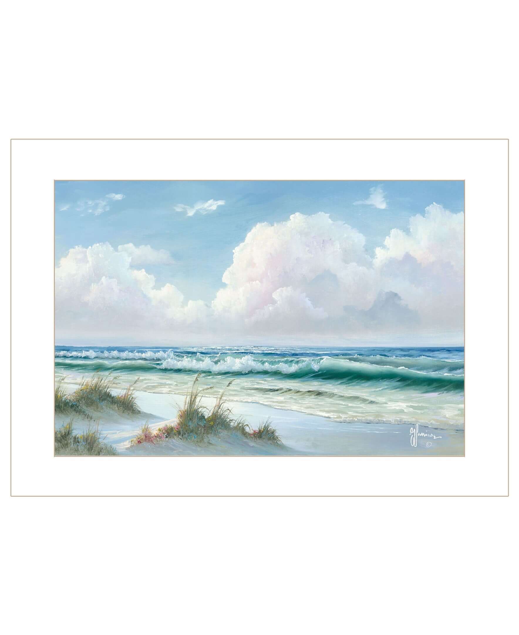 Beach 6 White Framed Print Wall Art