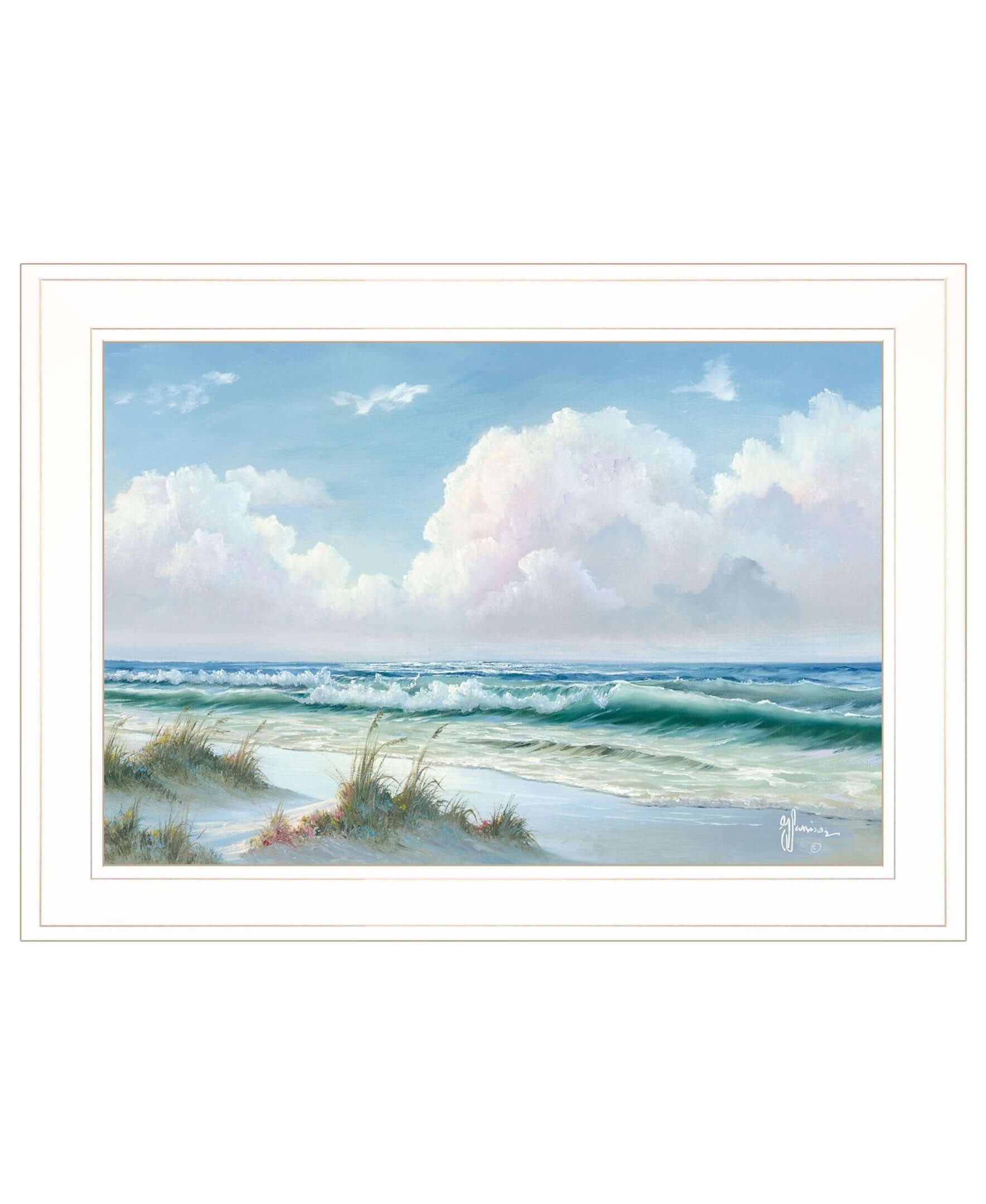 Beach 7 White Framed Print Wall Art