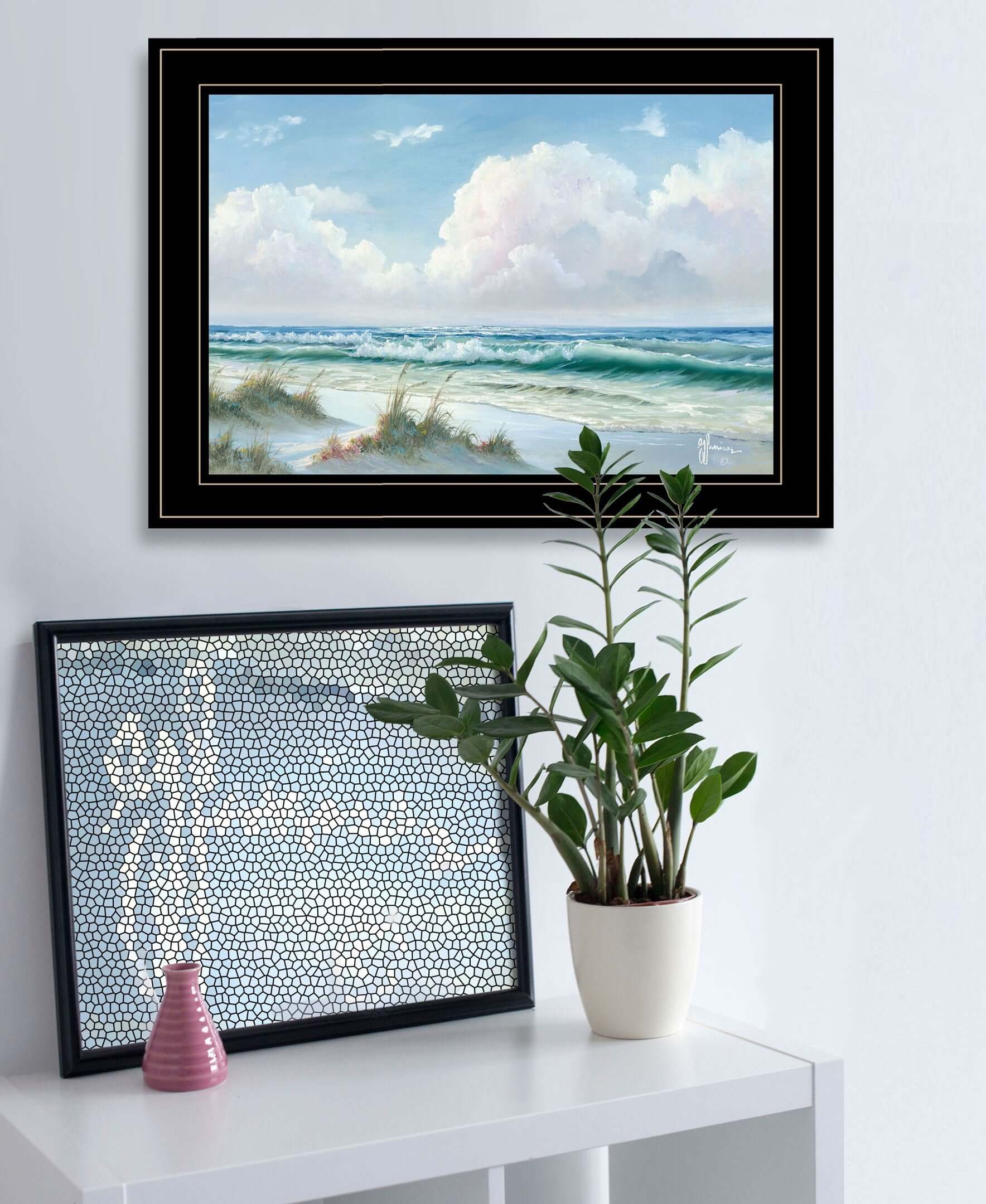 Beach 8 Black Framed Print Wall Art