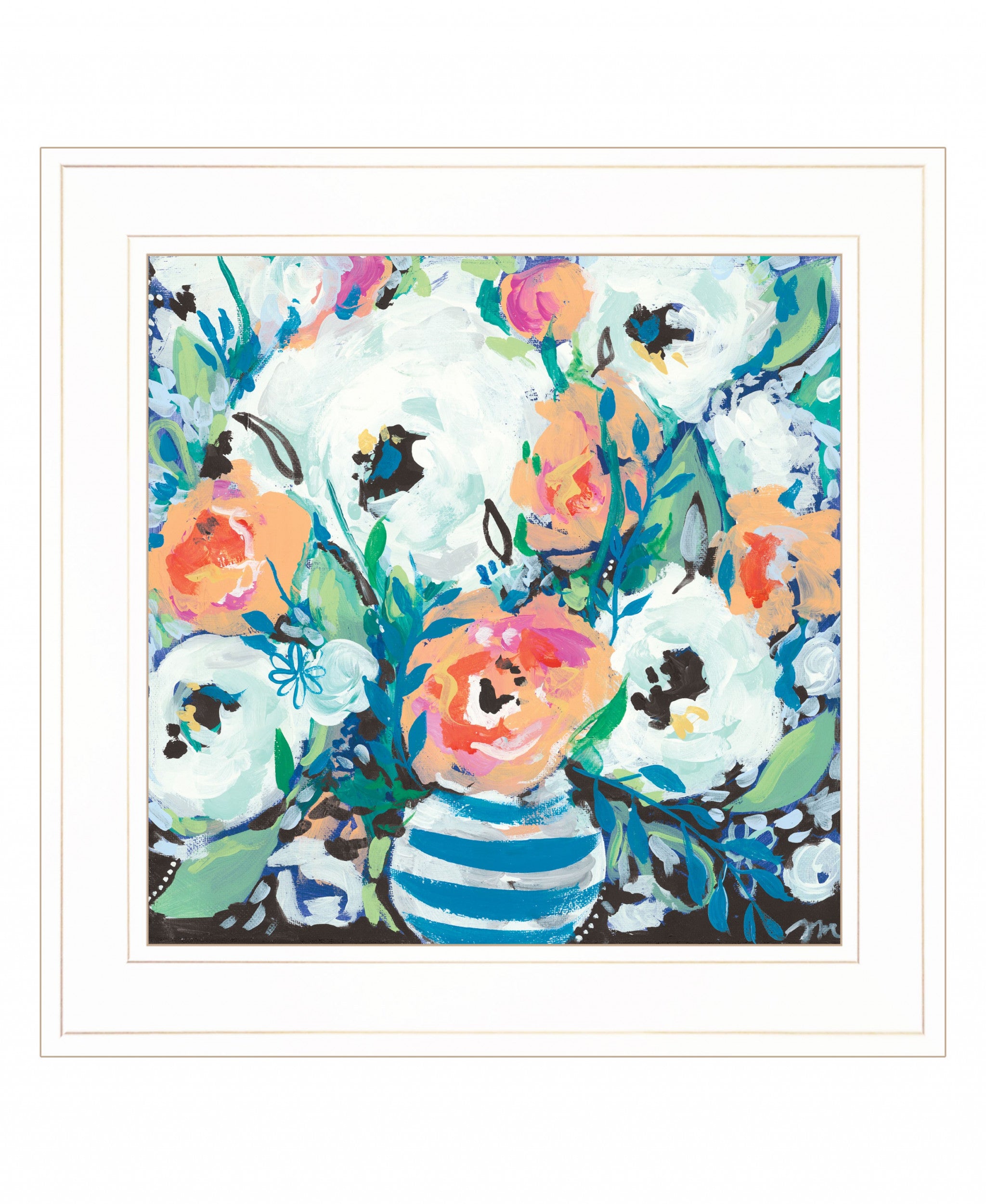 Fancy Florals 1 White Framed Print Wall Art