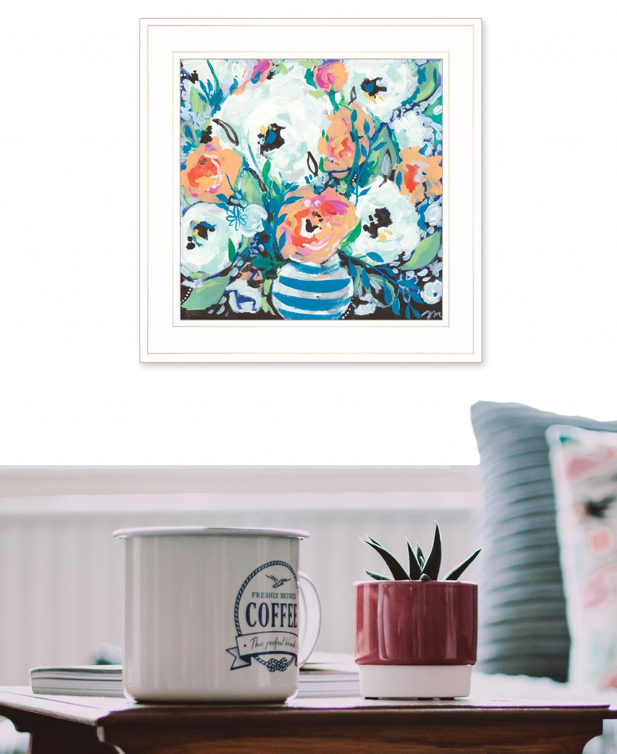 Fancy Florals 1 White Framed Print Wall Art