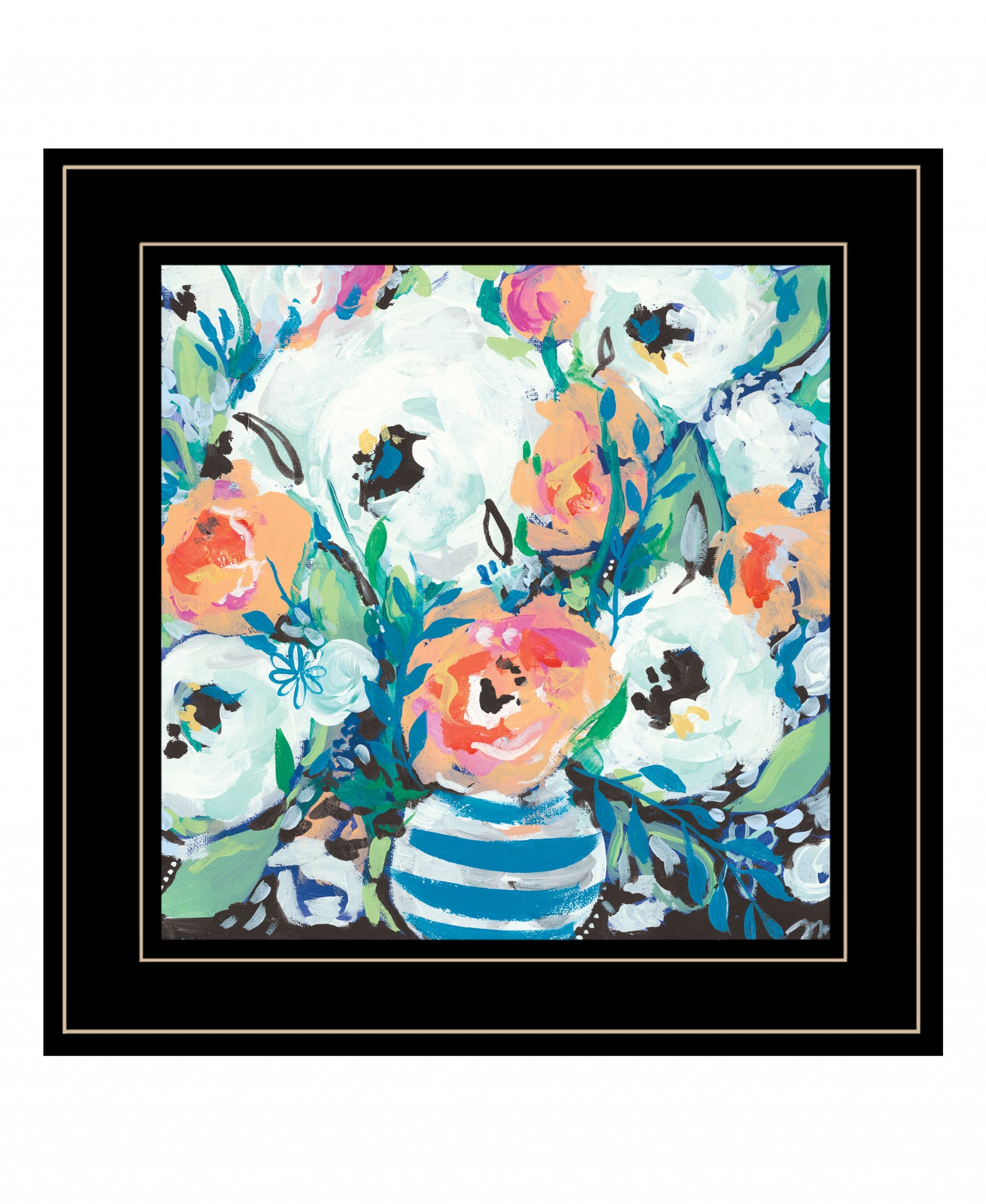 Fancy Florals 1 Black Framed Print Wall Art