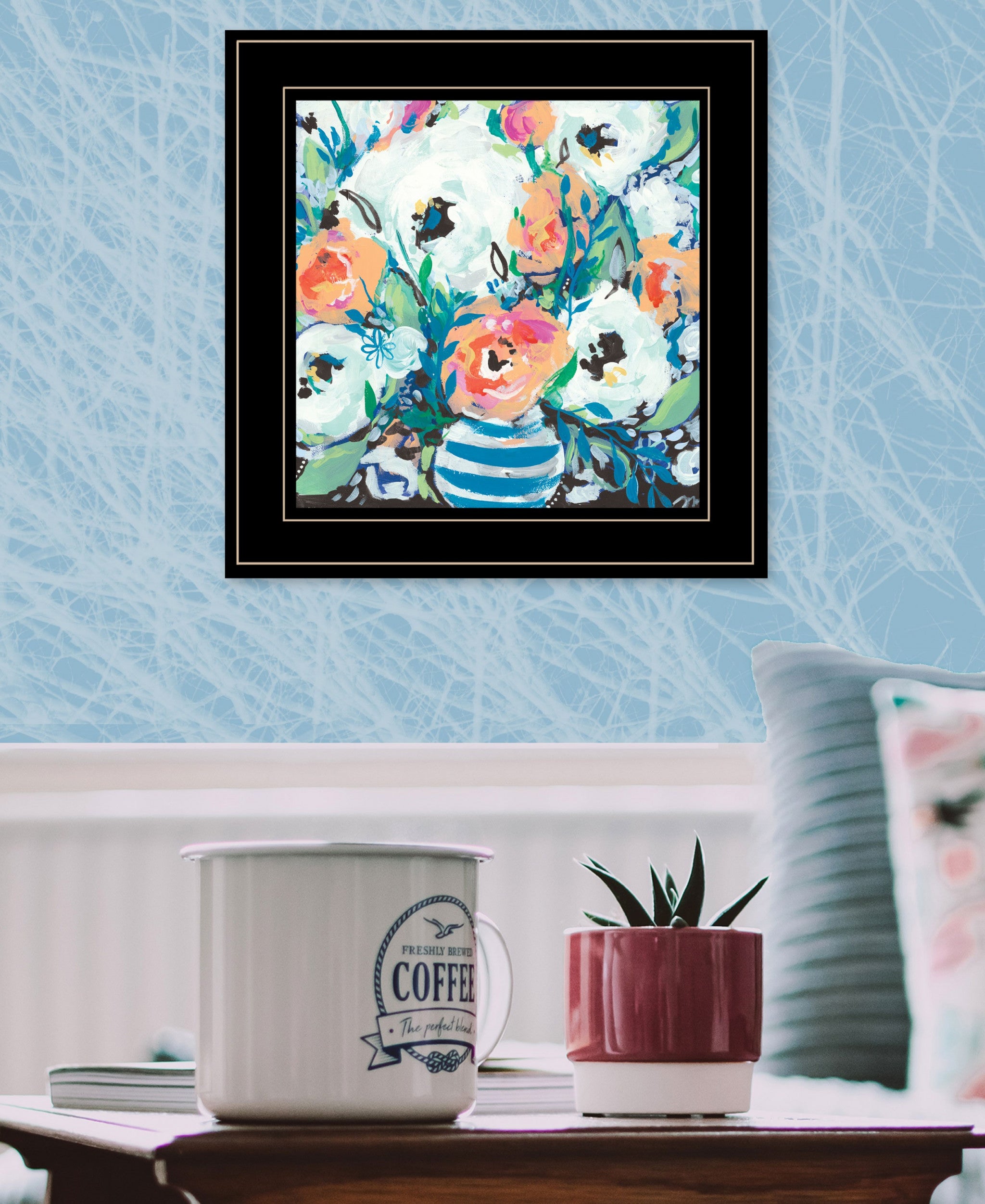 Fancy Florals 1 Black Framed Print Wall Art