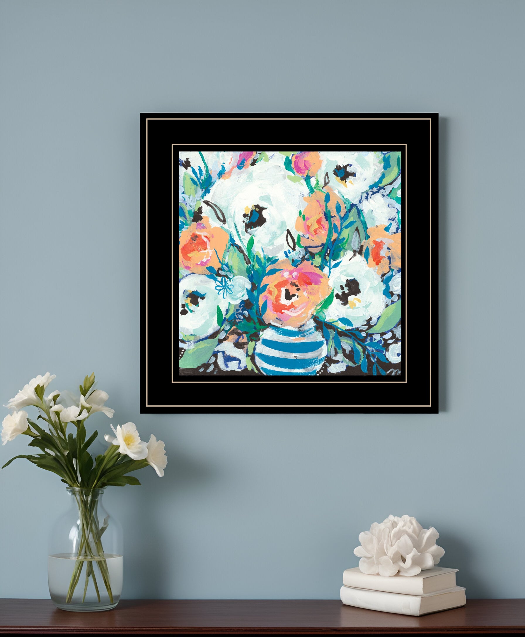 Fancy Florals 1 Black Framed Print Wall Art