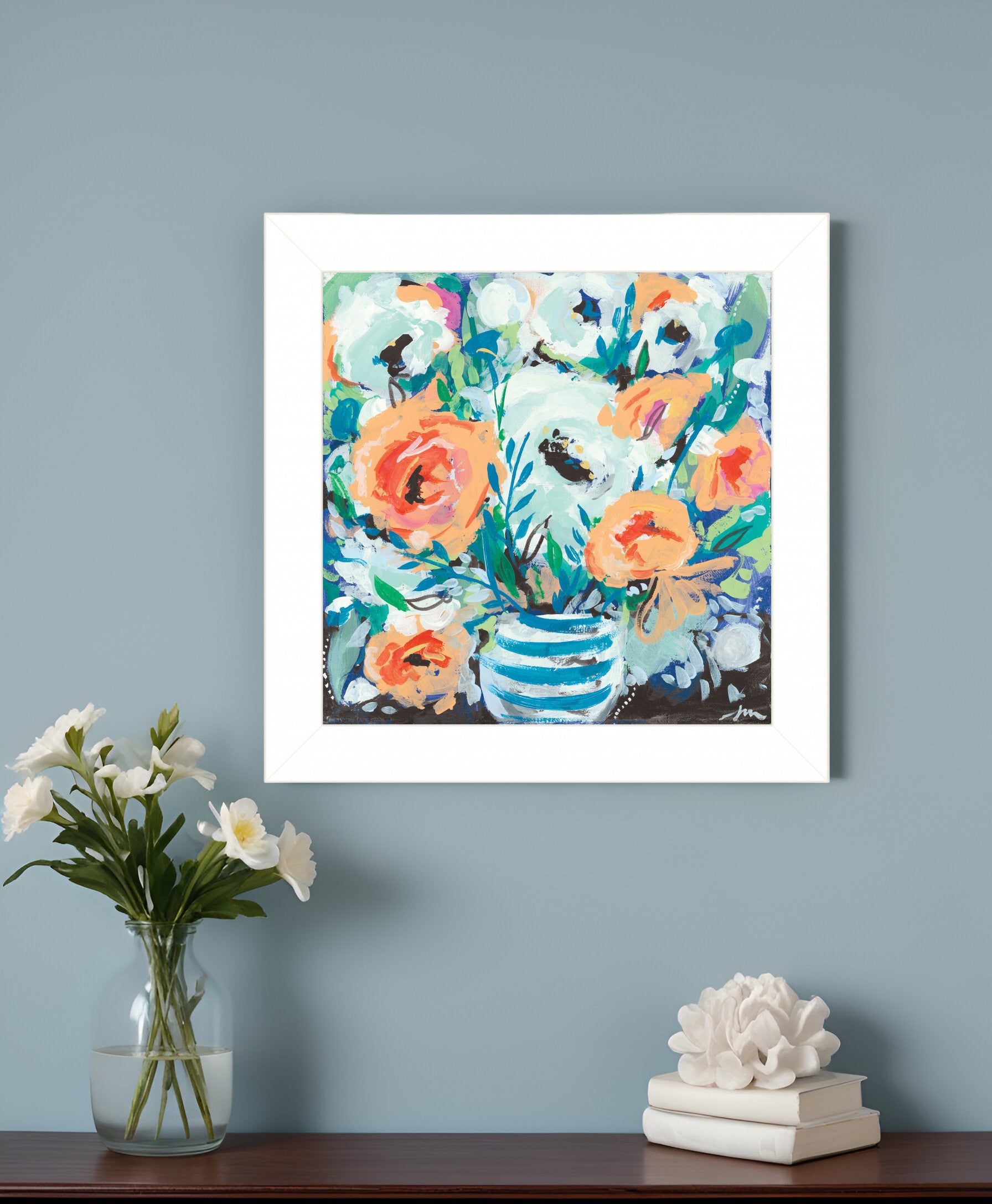 Fancy Florals II 1 White Framed Print Wall Art