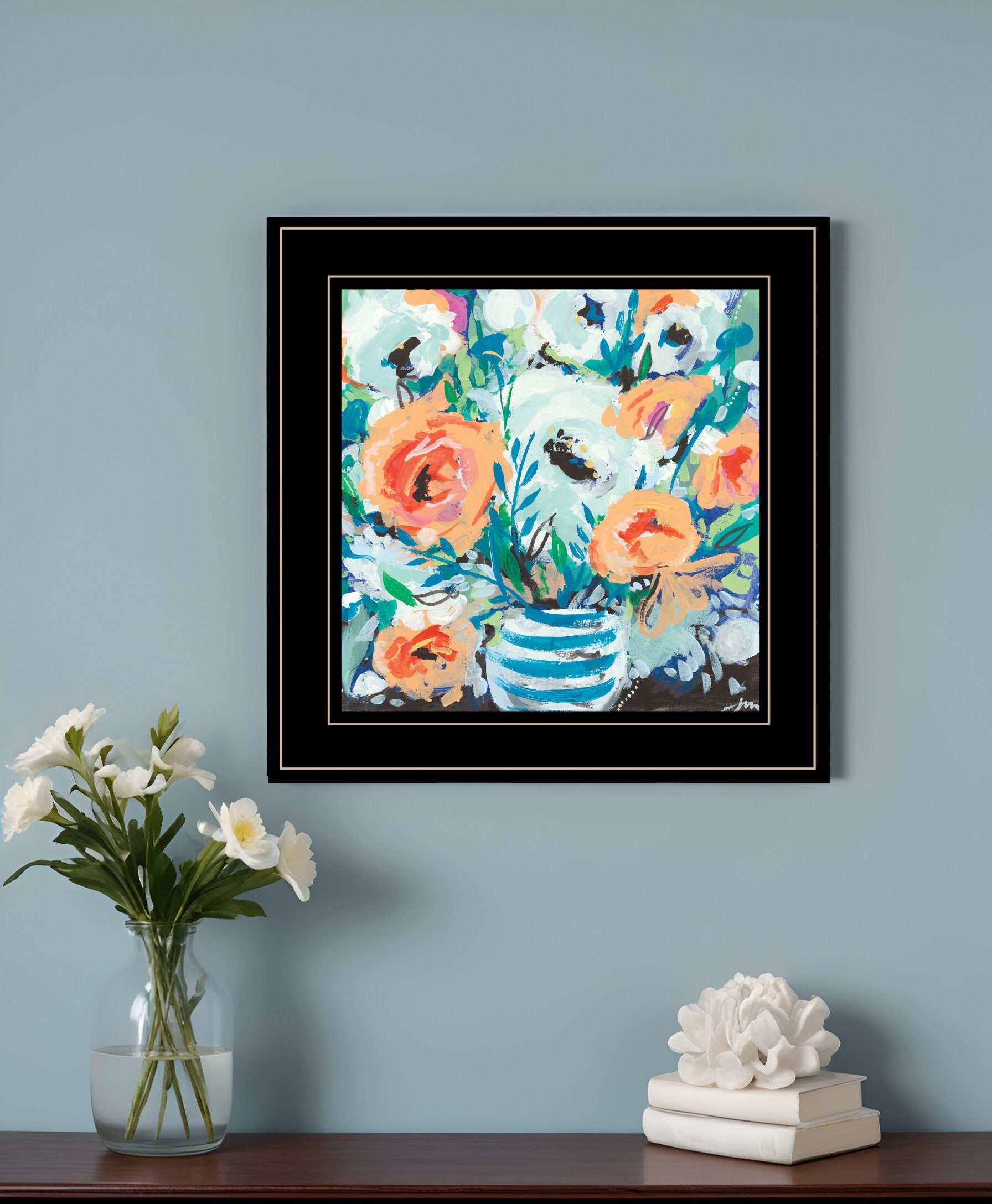 Fancy Florals II 3 Black Framed Print Wall Art