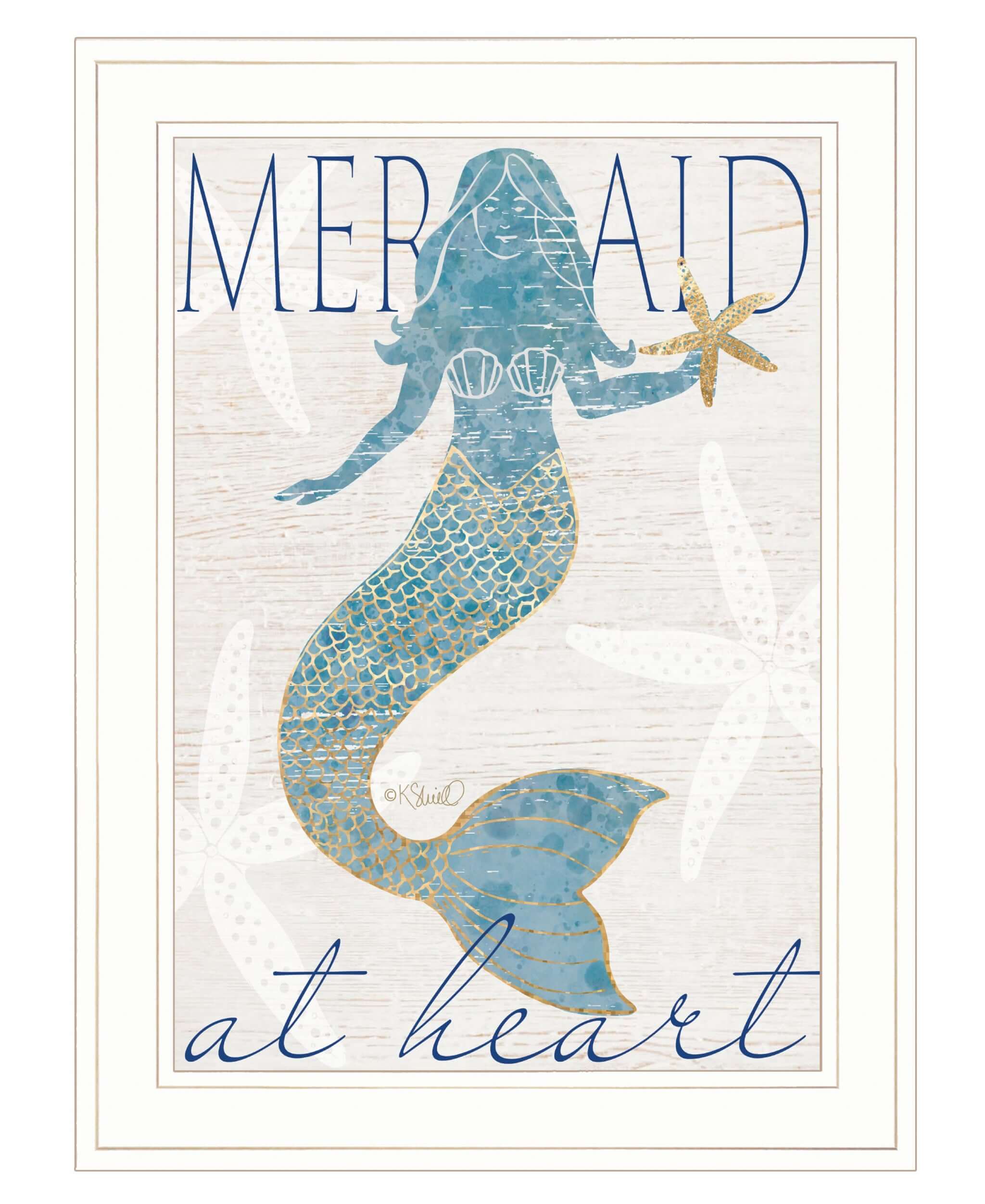 Mermaid At Heart 1 White Framed Print Wall Art