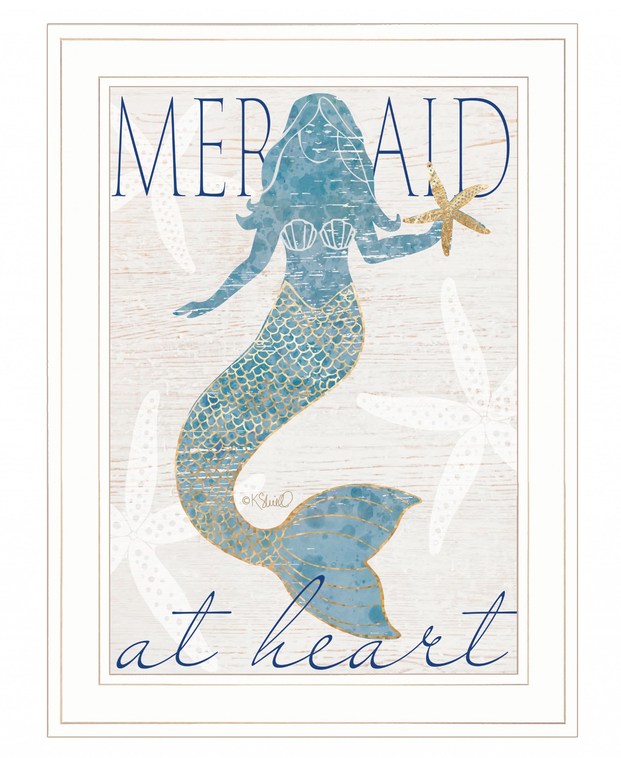 Mermaid at Heart 1 White Framed Print Wall Art