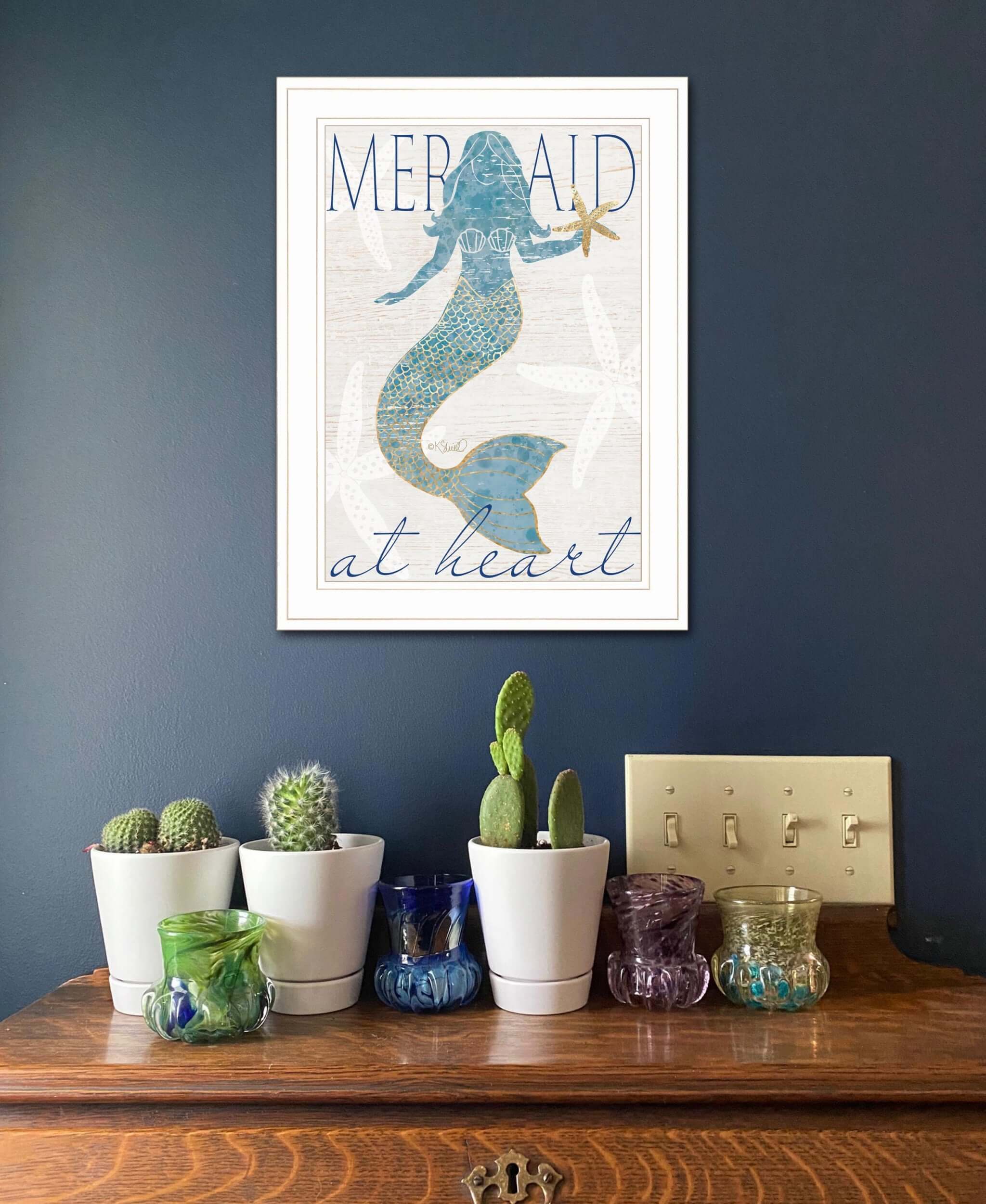 Mermaid At Heart 1 White Framed Print Wall Art