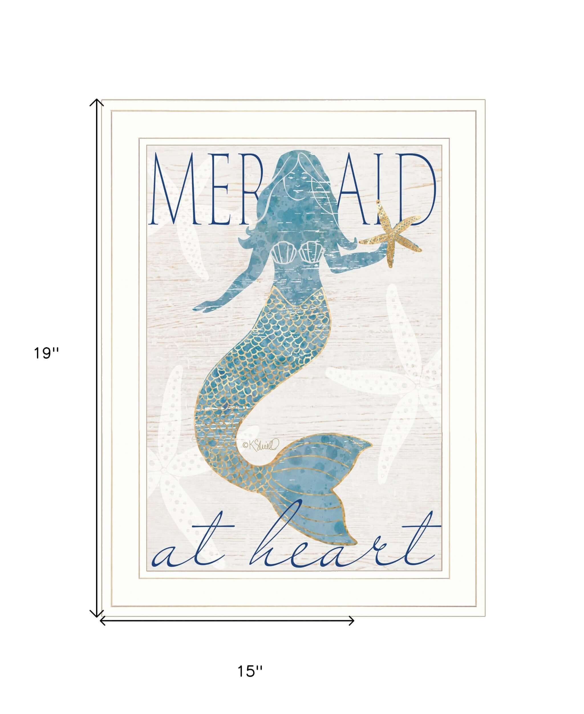 Mermaid At Heart 1 White Framed Print Wall Art