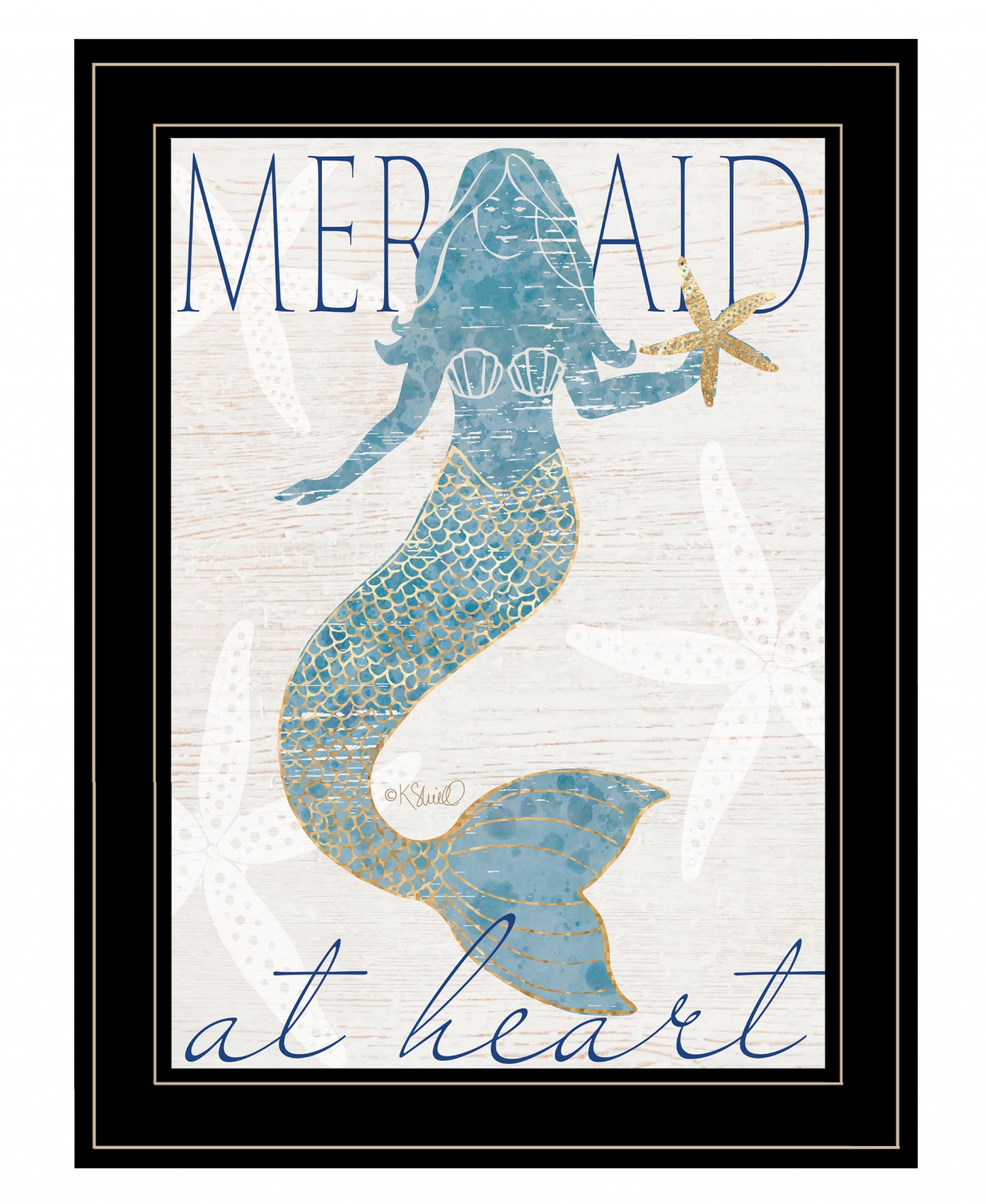 Mermaid at Heart 2 Black Framed Print Wall Art