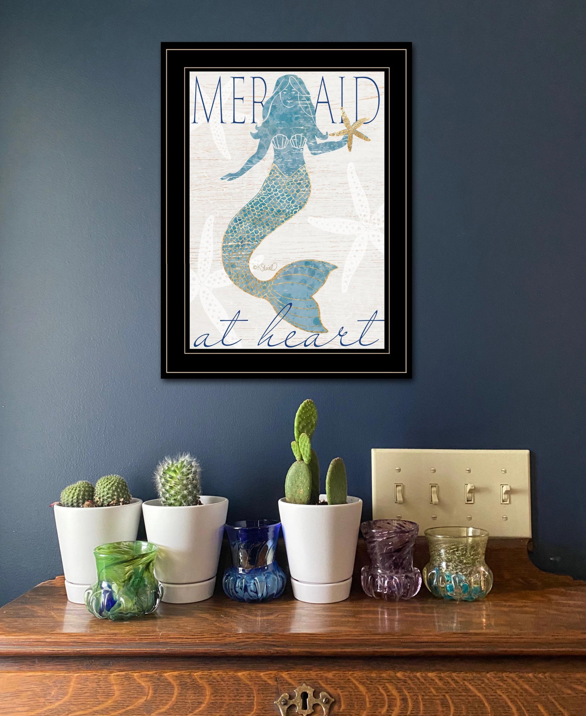 Mermaid at Heart 2 Black Framed Print Wall Art