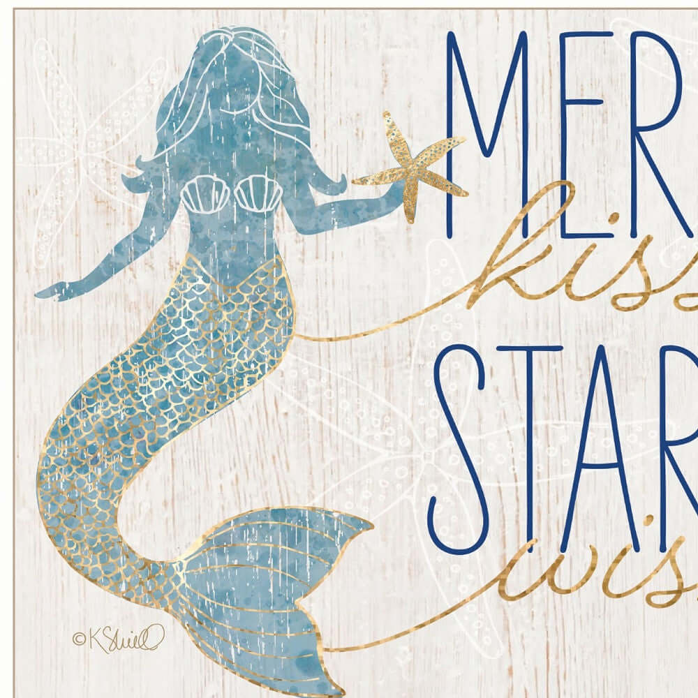 Mermaid Kisses Starfish Wishes 2 White Framed Print Wall Art