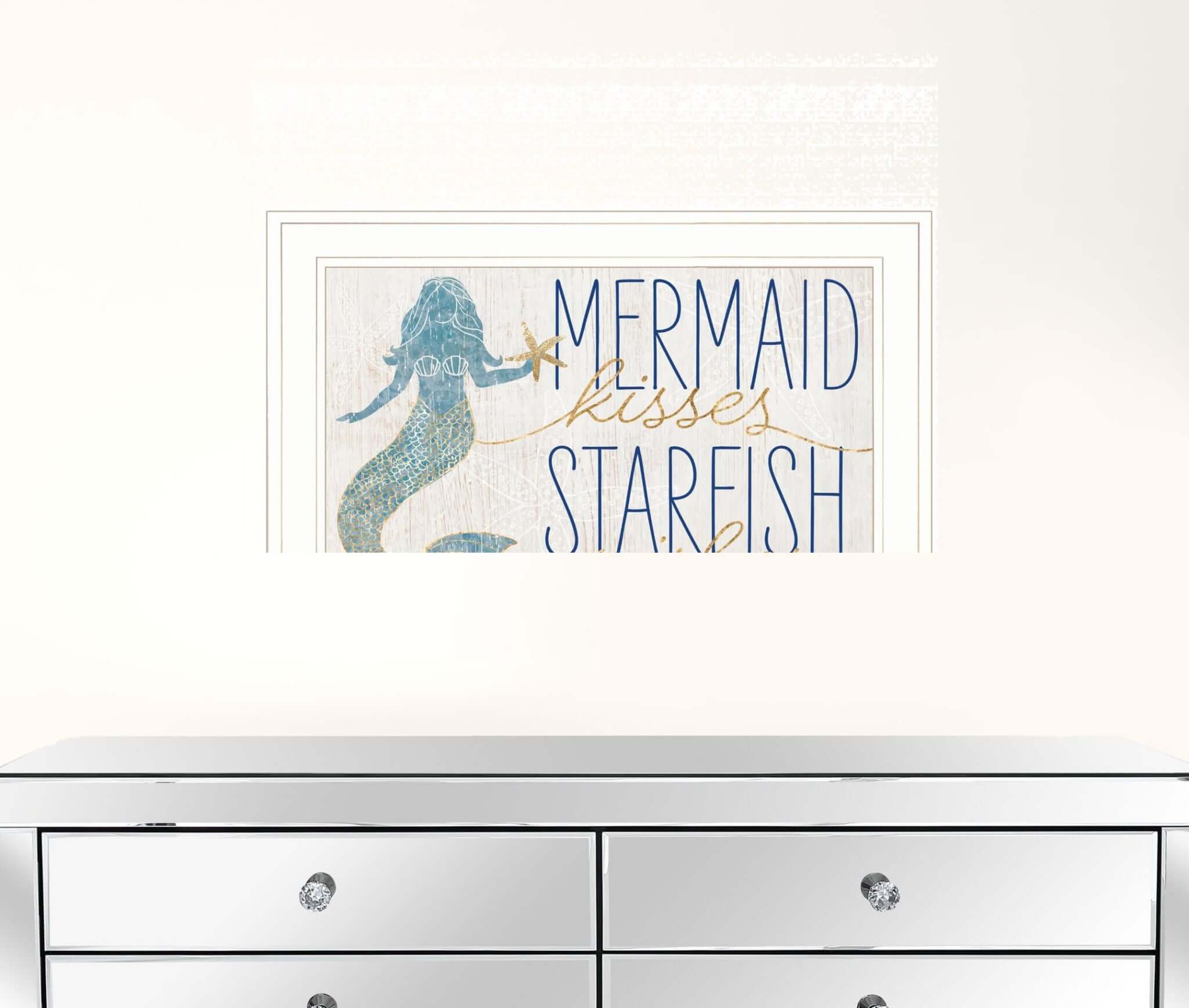 Mermaid Kisses Starfish Wishes 2 White Framed Print Wall Art