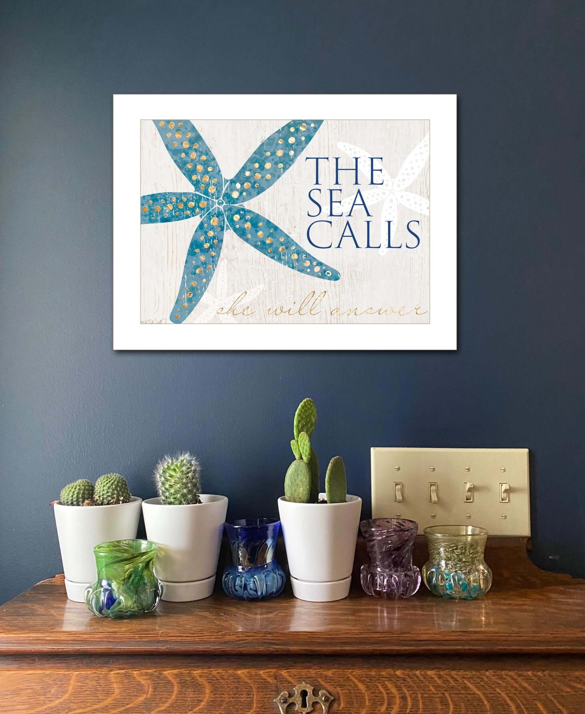 The Sea Calls 1 White Framed Print Wall Art