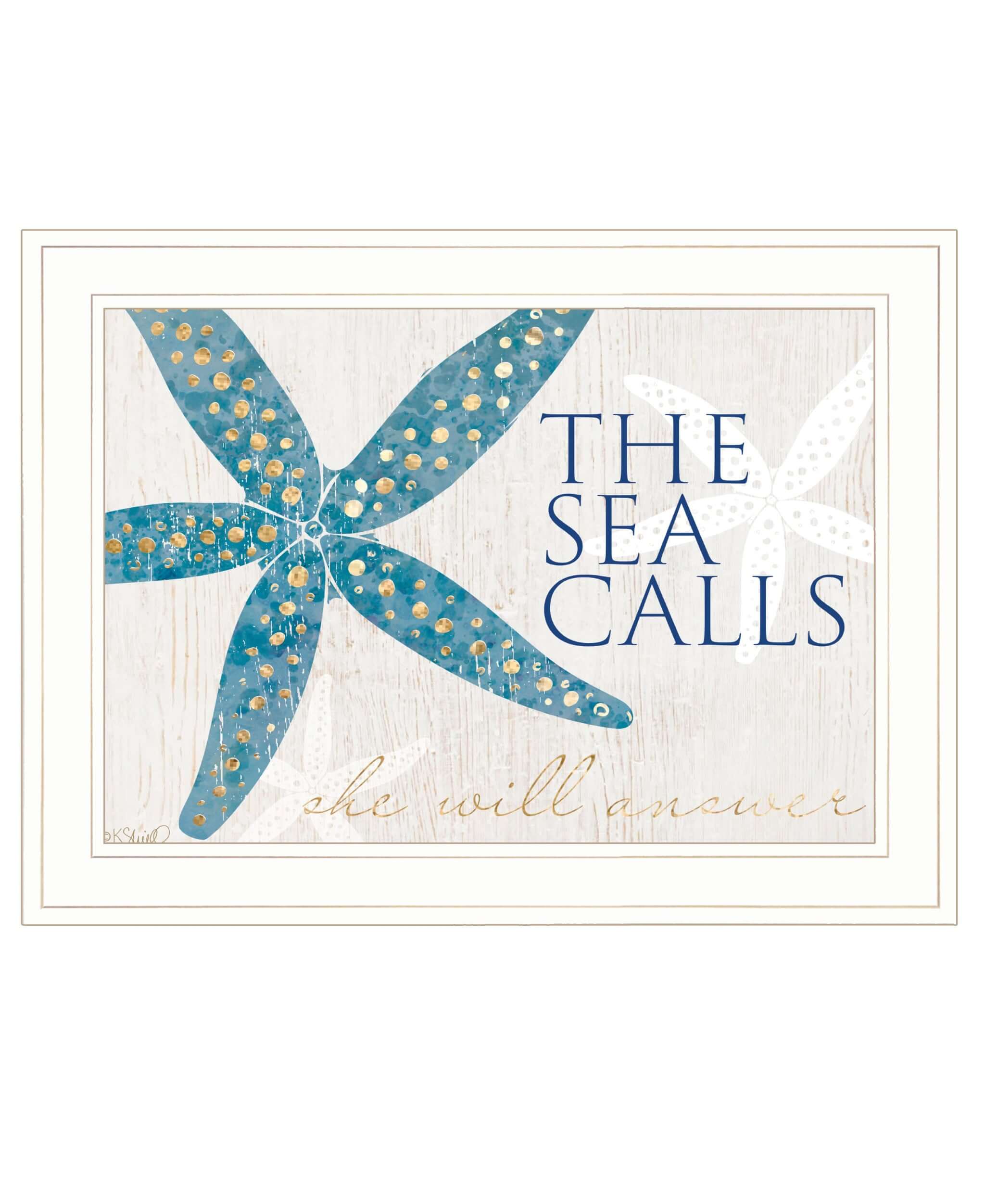 The Sea Calls 2 White Framed Print Wall Art