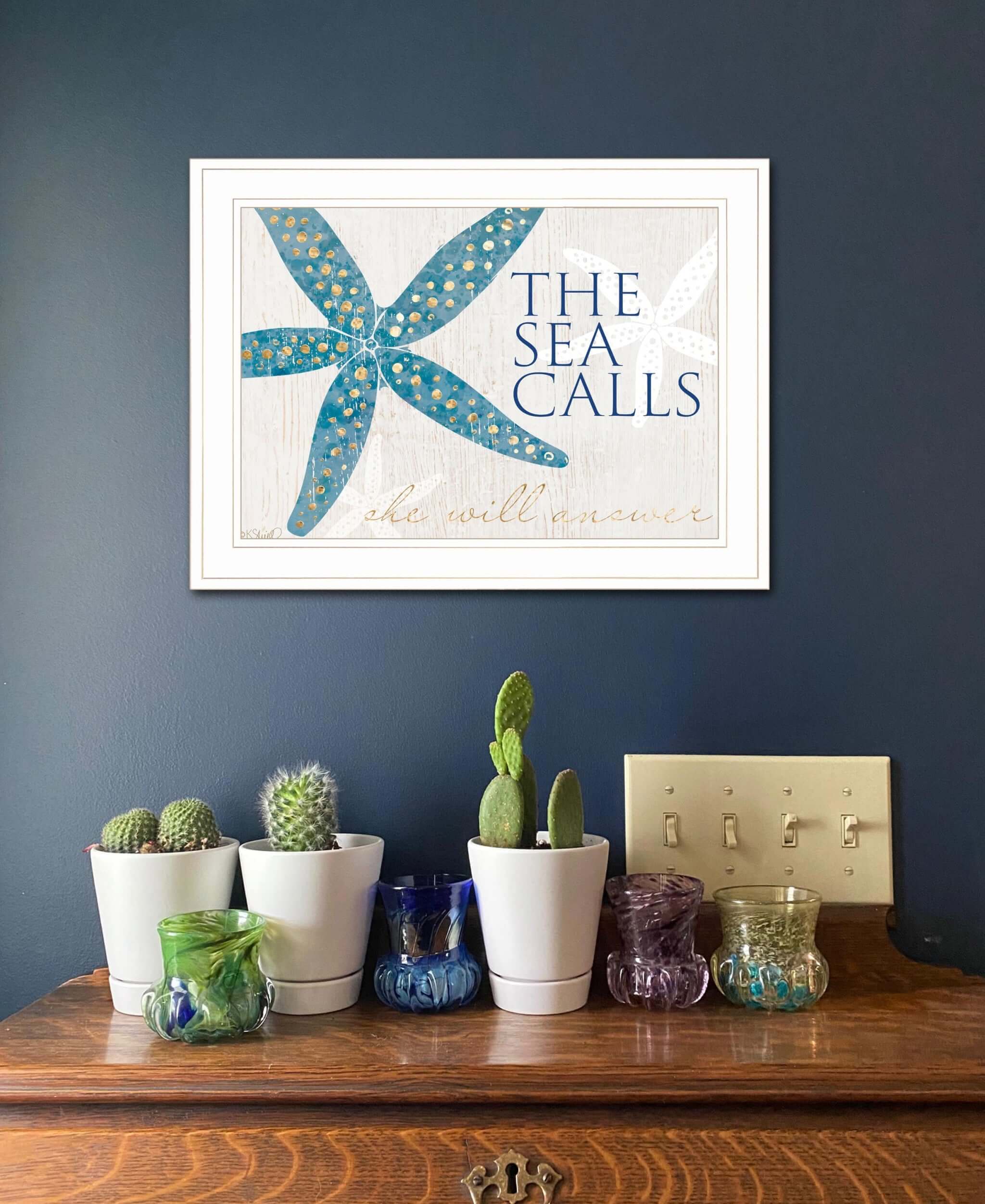 The Sea Calls 2 White Framed Print Wall Art