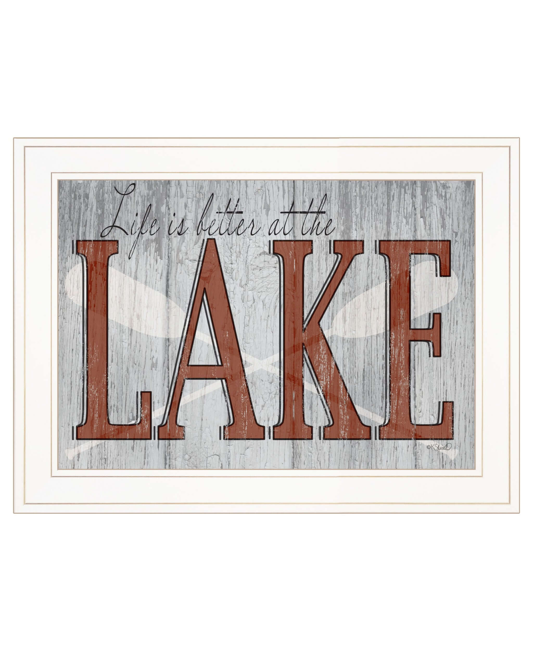 Life Is Better At The Lake 1 White Framed Print Wall Art