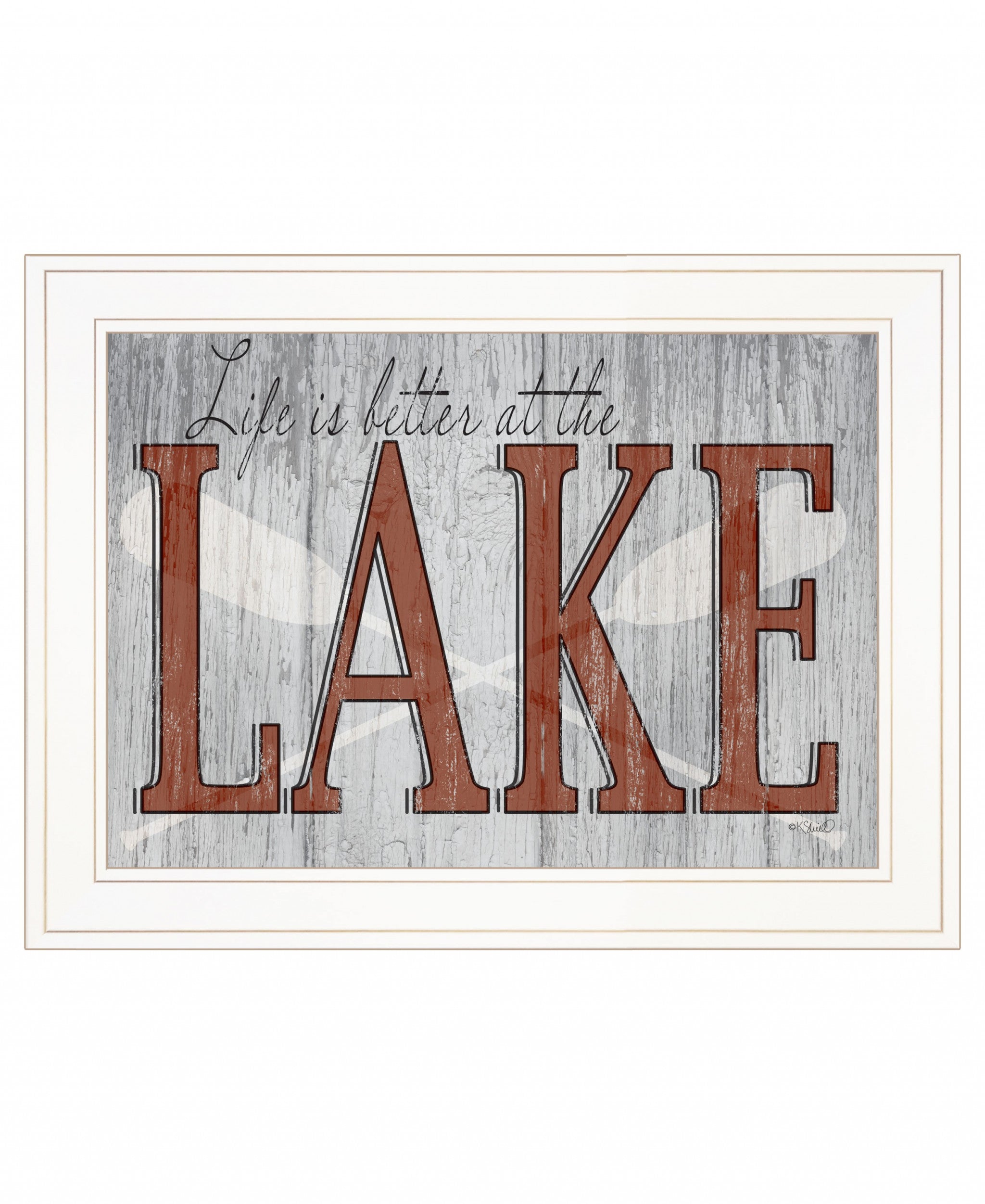 Life is Better at the Lake 1 White Framed Print Wall Art