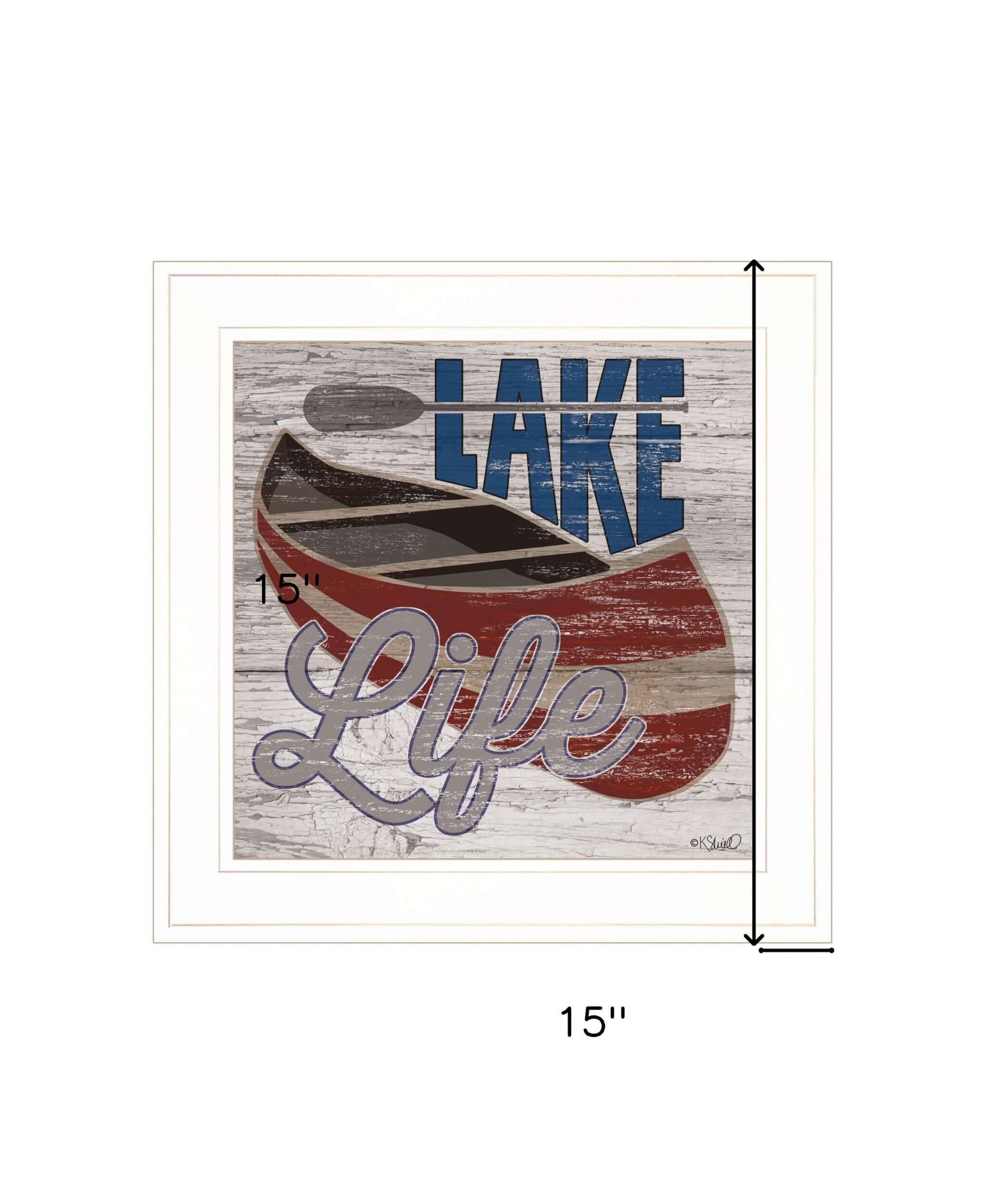 Lake Life Canoe 2 White Framed Print Wall Art