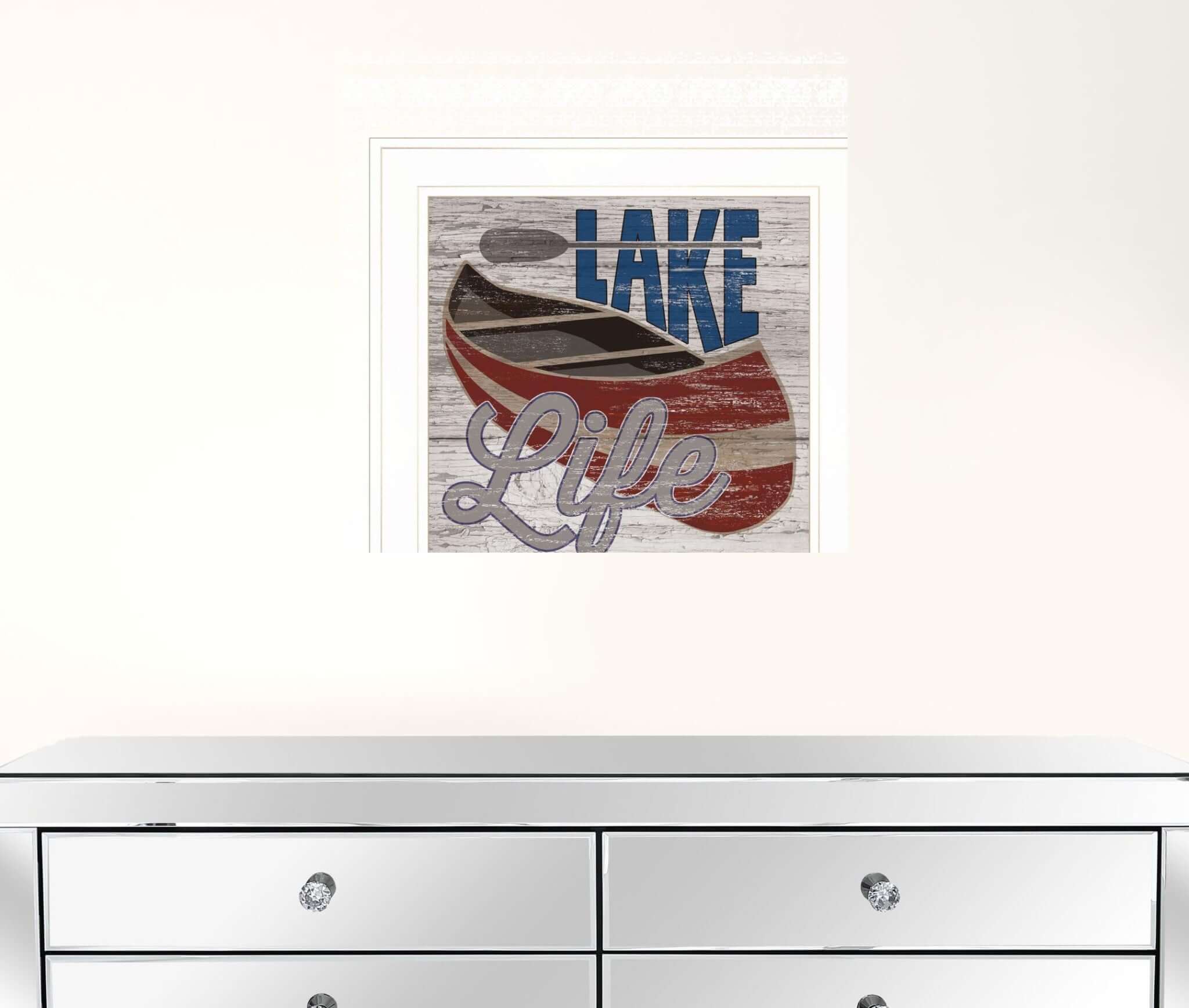 Lake Life Canoe 2 White Framed Print Wall Art