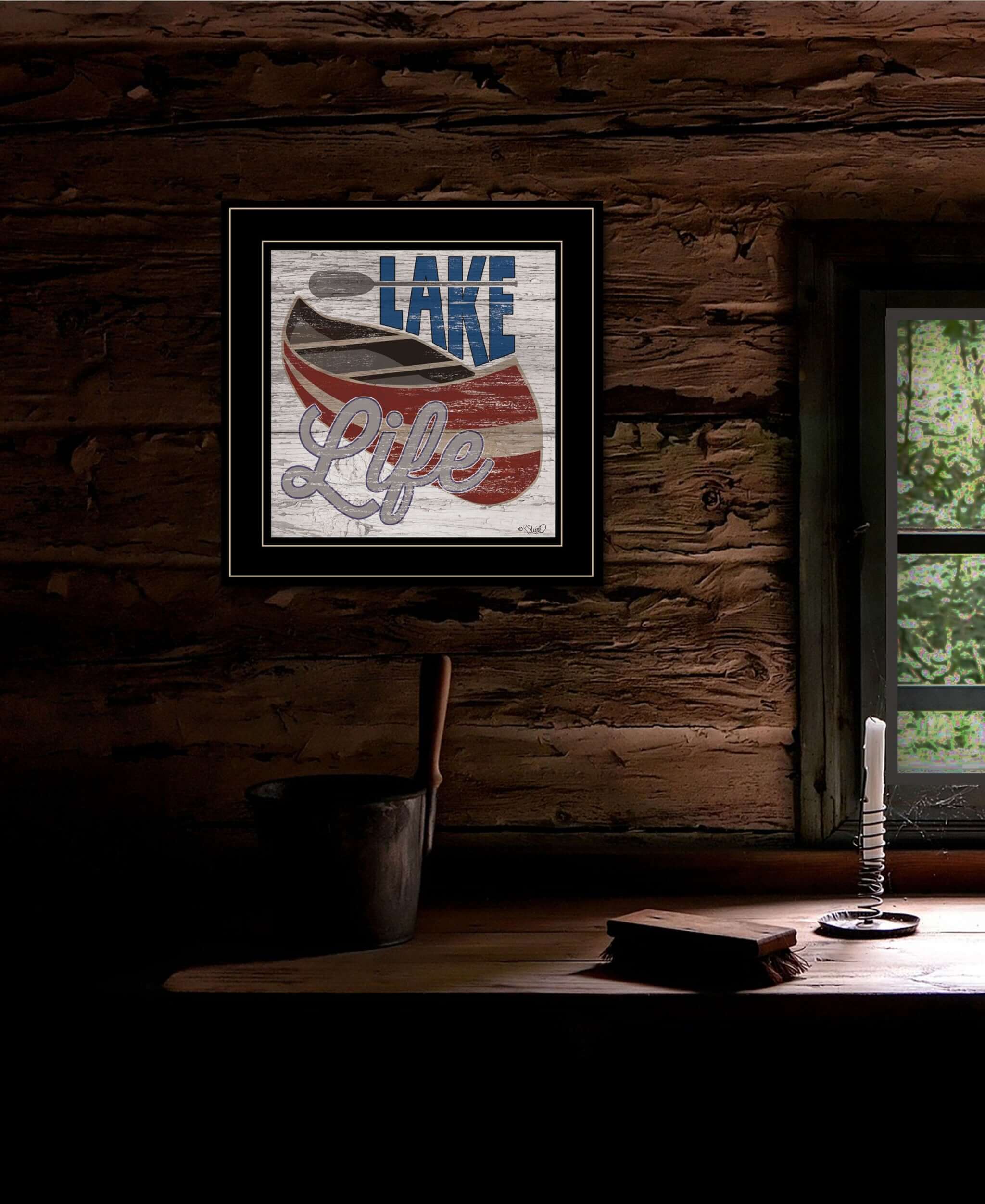 Lake Life Canoe 3 Black Framed Print Wall Art