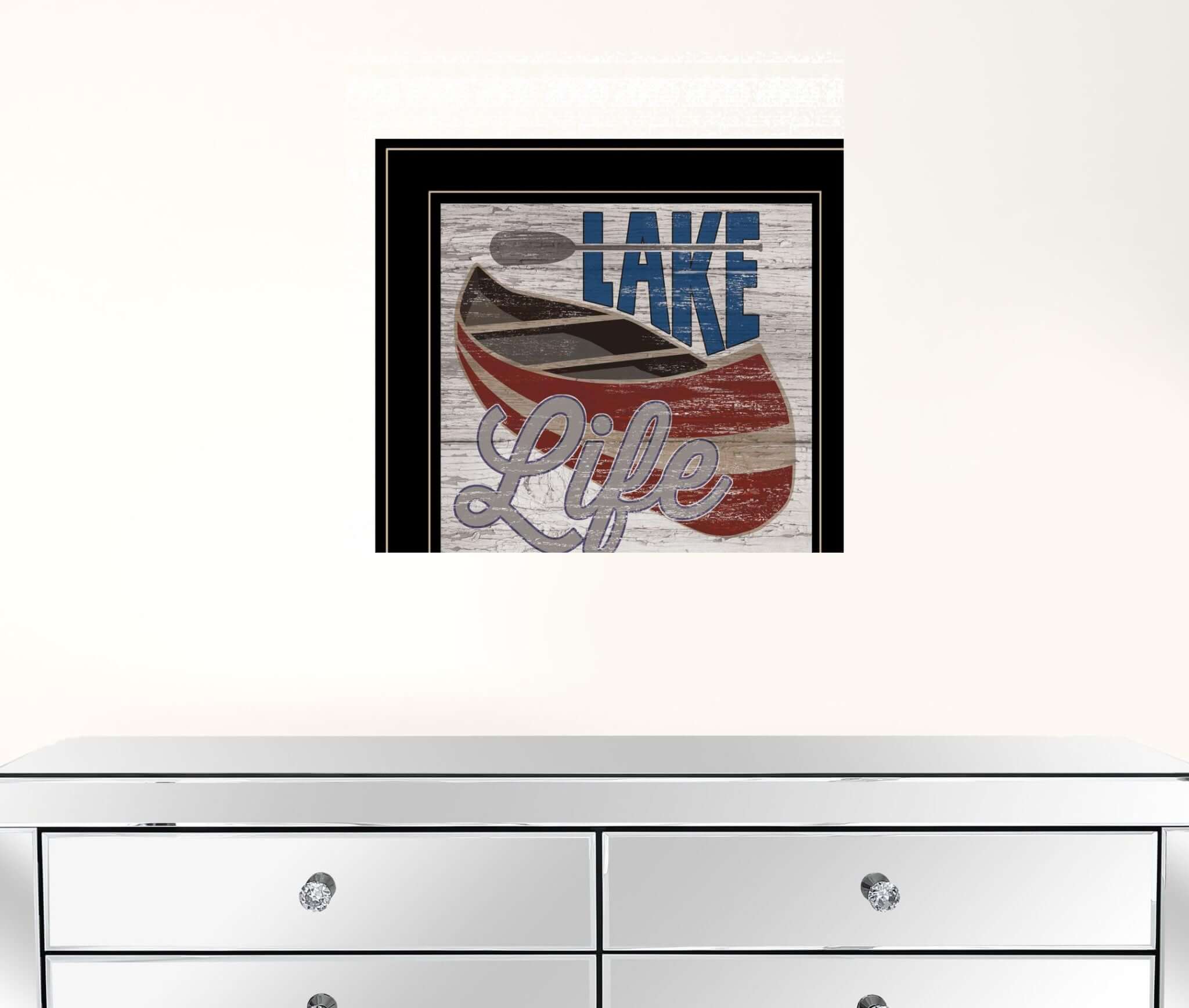 Lake Life Canoe 3 Black Framed Print Wall Art