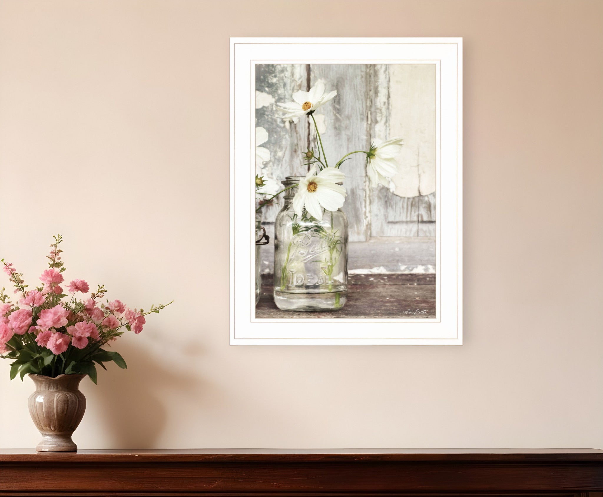 White Blossoms 1 White Framed Print Wall Art