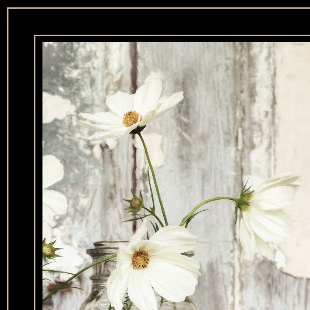 White Blossoms 2 Black Framed Print Wall Art