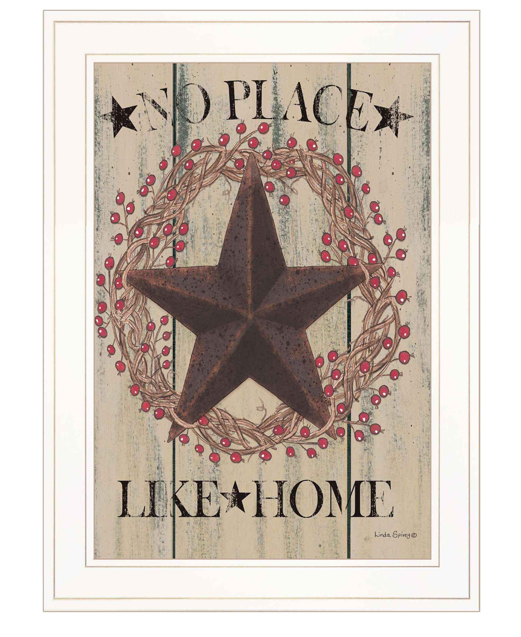 No Place Like Home Wreath 1 White Framed Print Wall Art