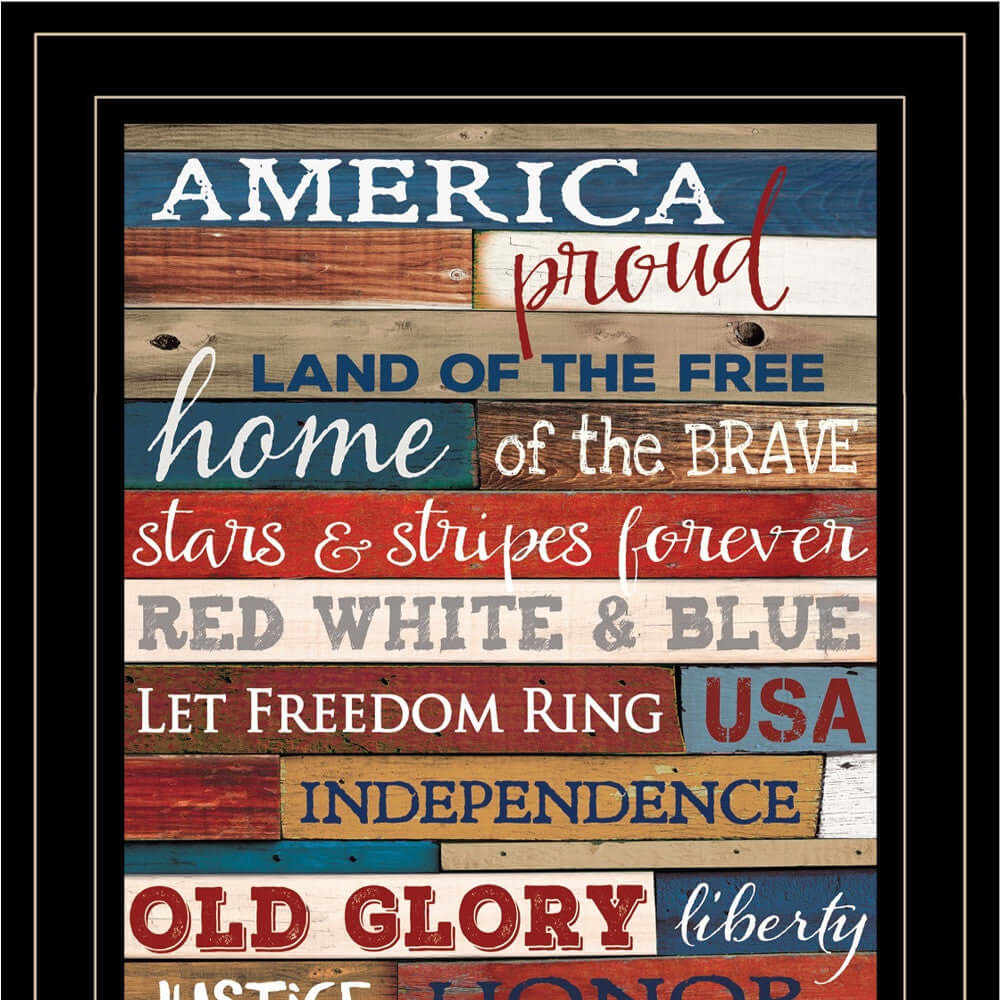 America Proud Black Framed Print Wall Art