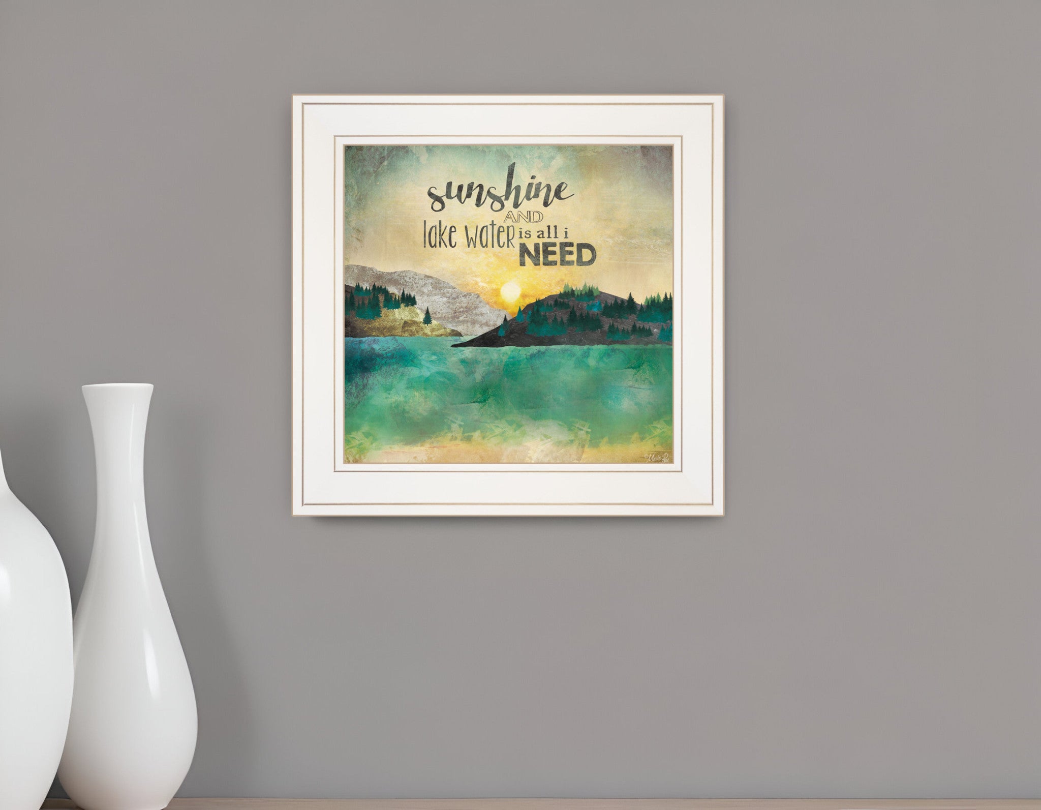 Sunshine And Lake Water 2 White Framed Print Wall Art