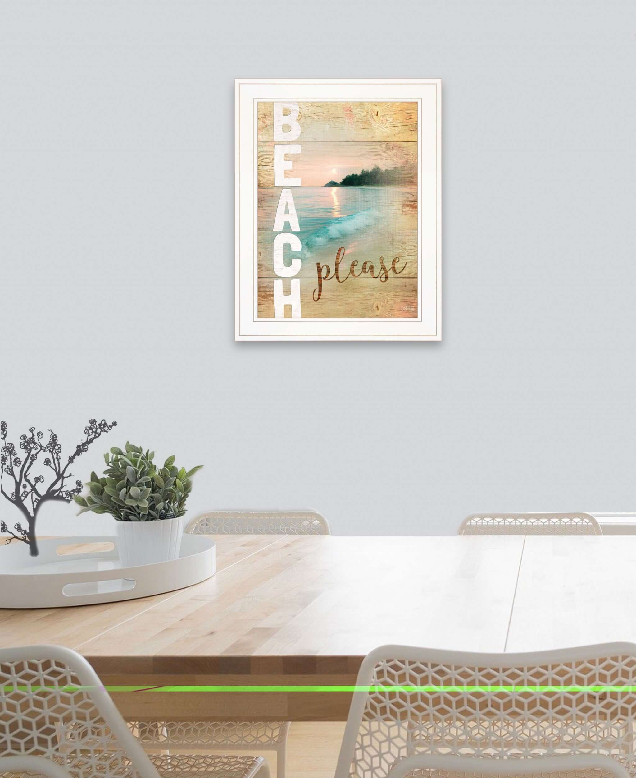 Beach Please 1 White Framed Print Wall Art