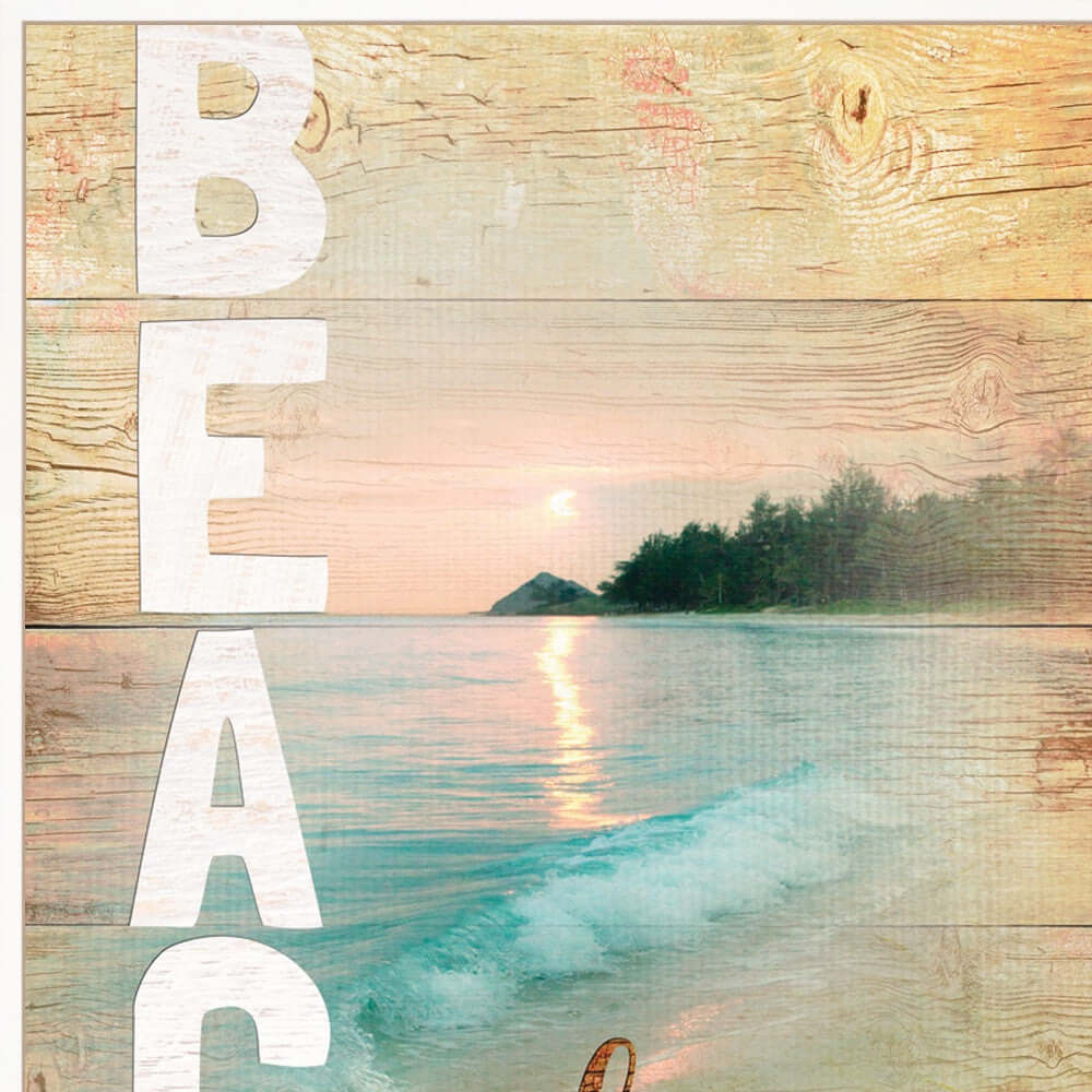 Beach Please 1 White Framed Print Wall Art