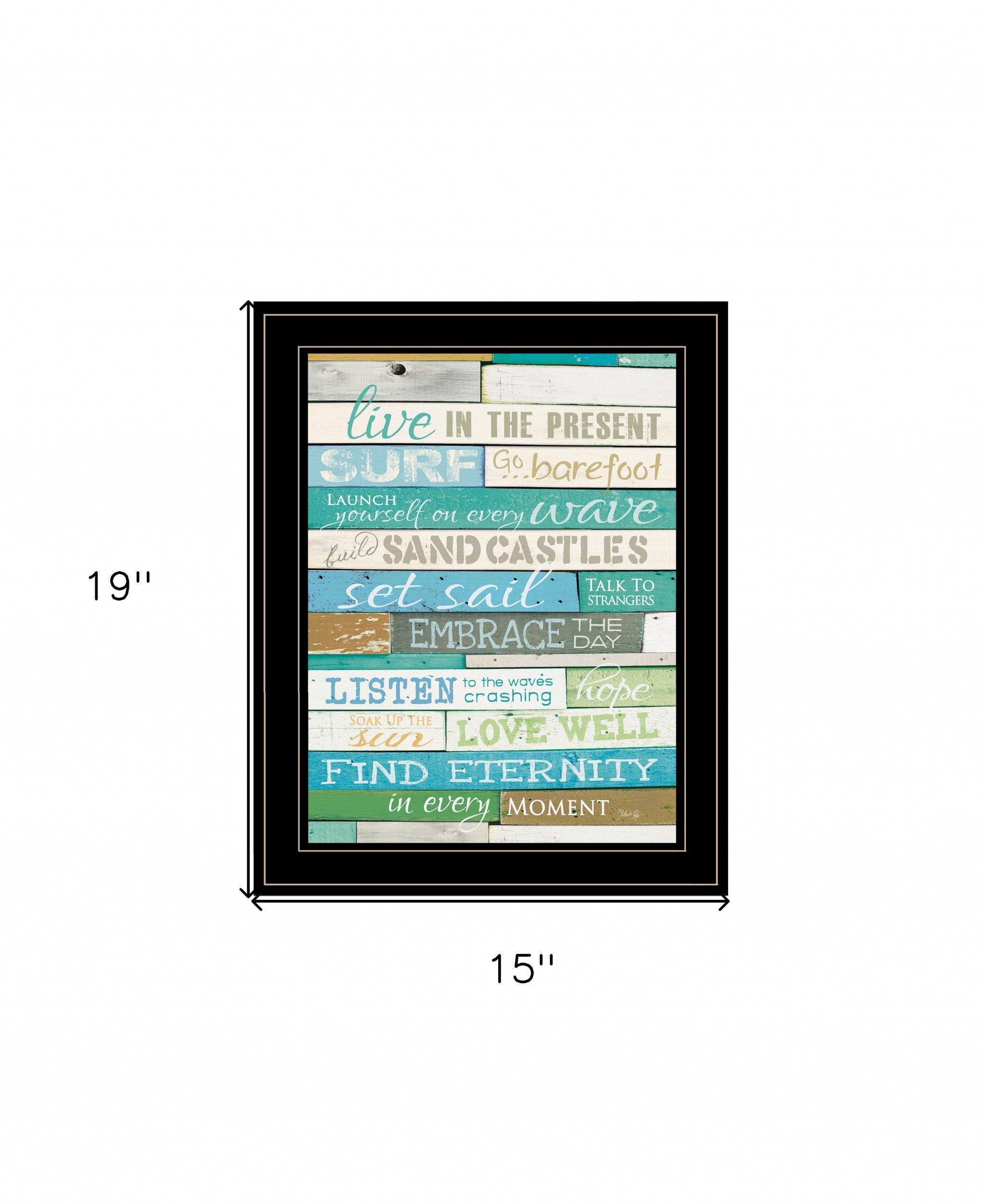 Live in the Present 3 Black Framed Print Wall Art