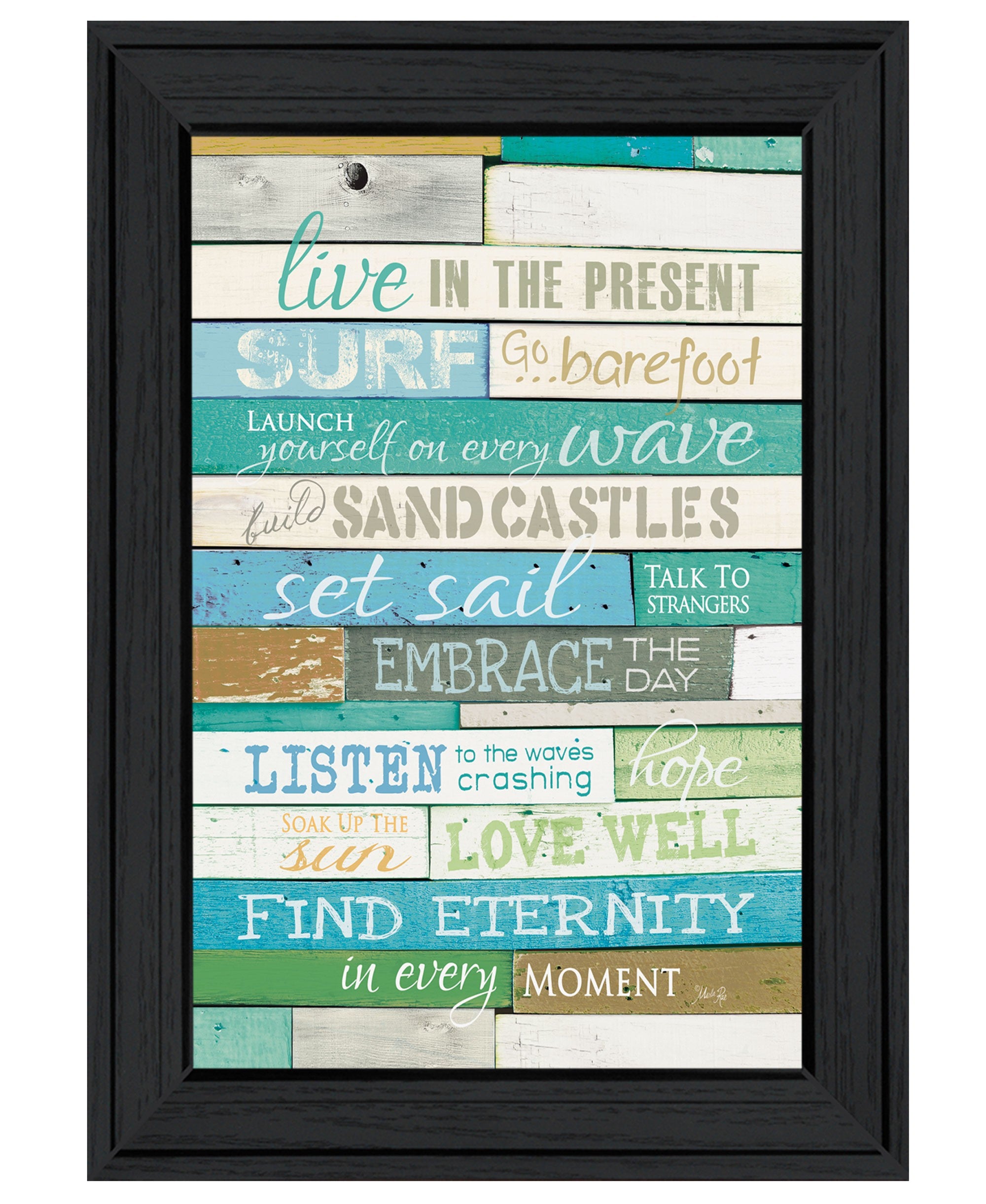 Live in the Present Black Framed Print Wall Art