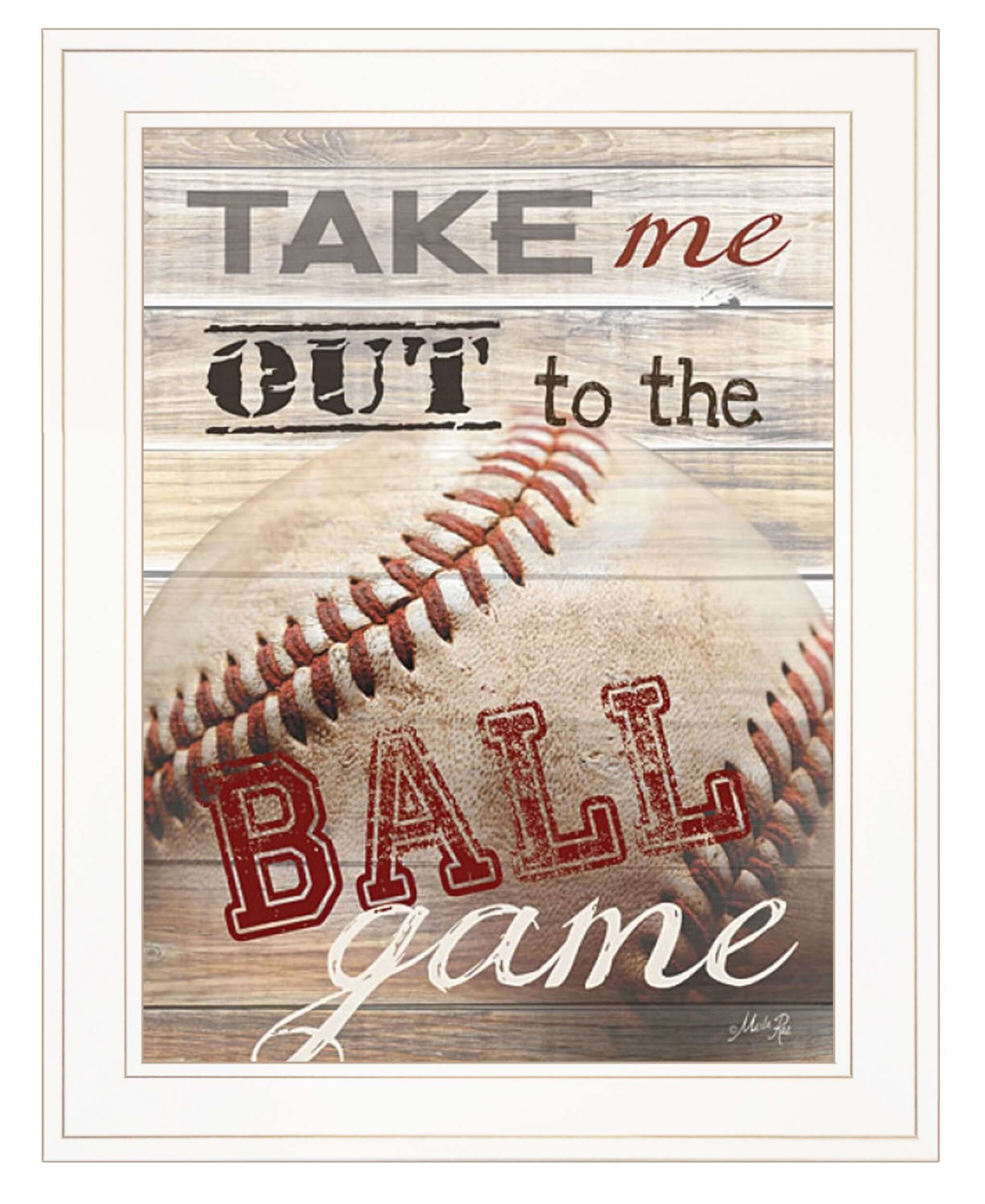 Take Me Out To The Ball Game 1 White Framed Print Wall Art