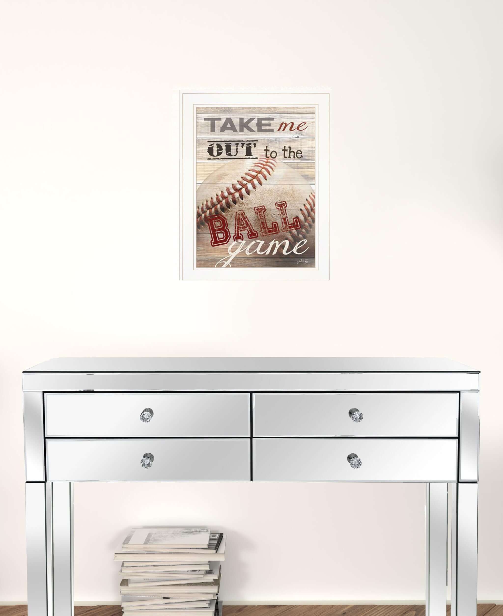 Take Me Out To The Ball Game 1 White Framed Print Wall Art