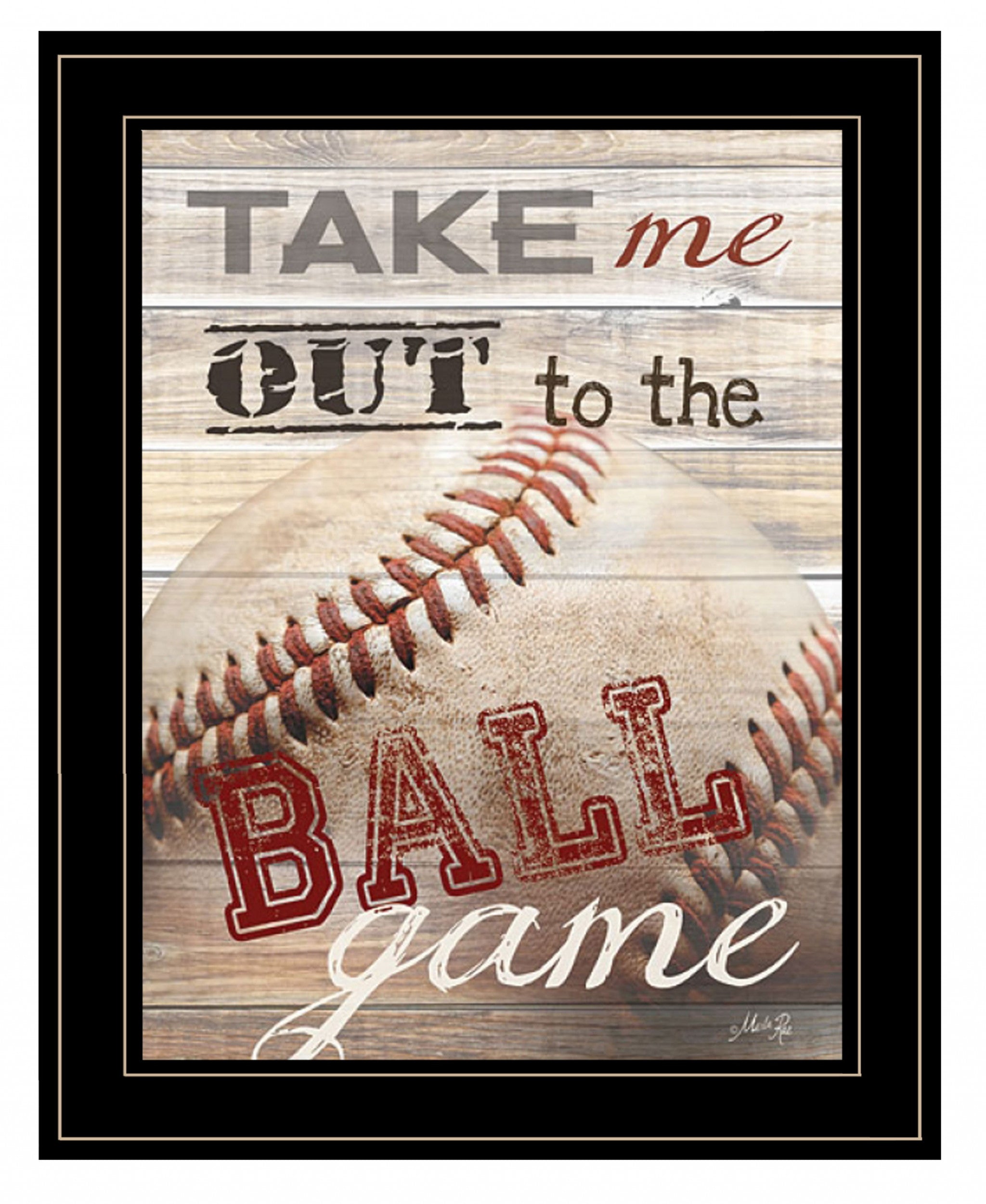 Take Me Out to the Ball Game 2 Black Framed Print Wall Art