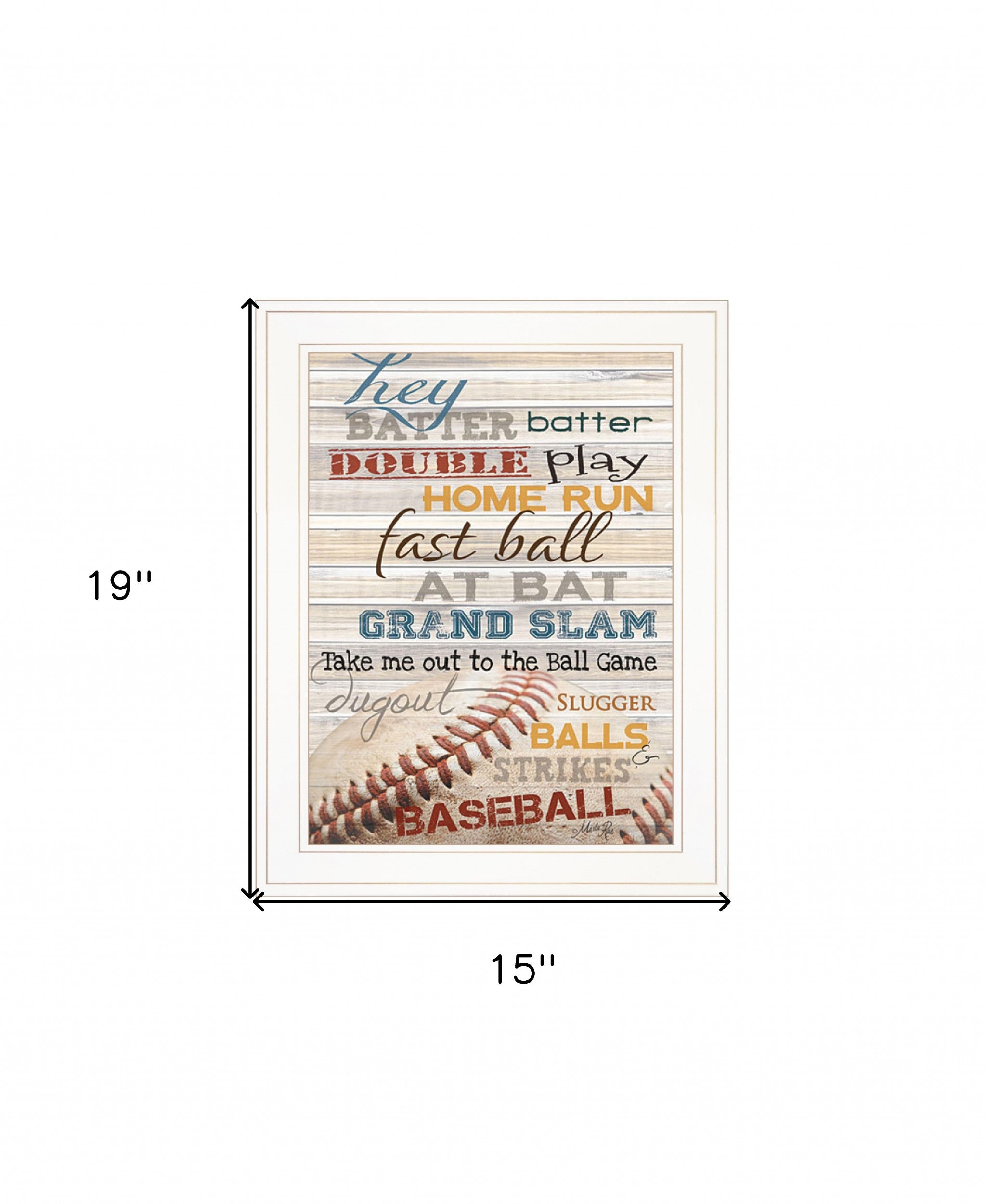 Hey Batter Batter 1 White Framed Print Wall Art