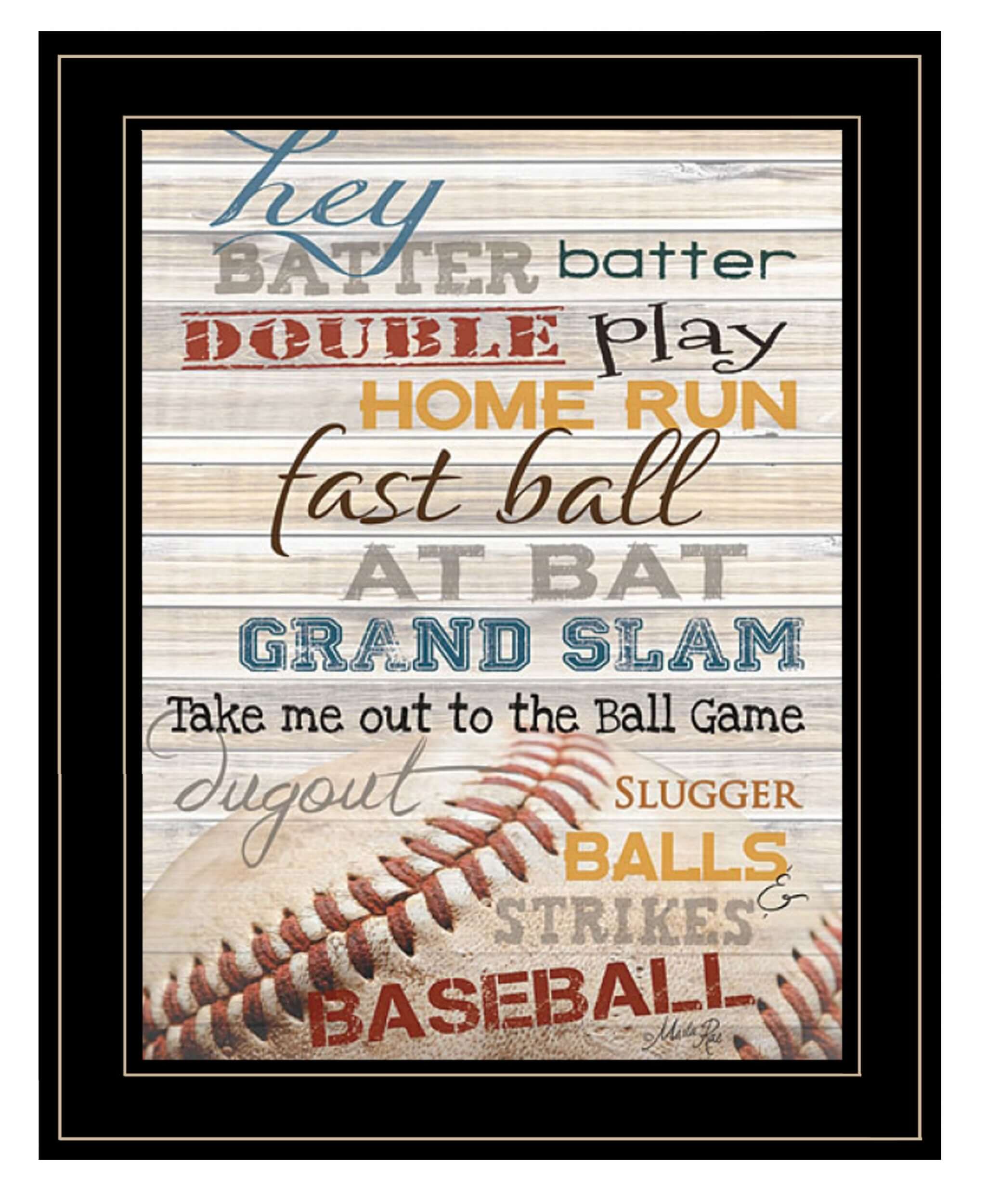 Hey Batter Batter 2 Black Framed Print Wall Art