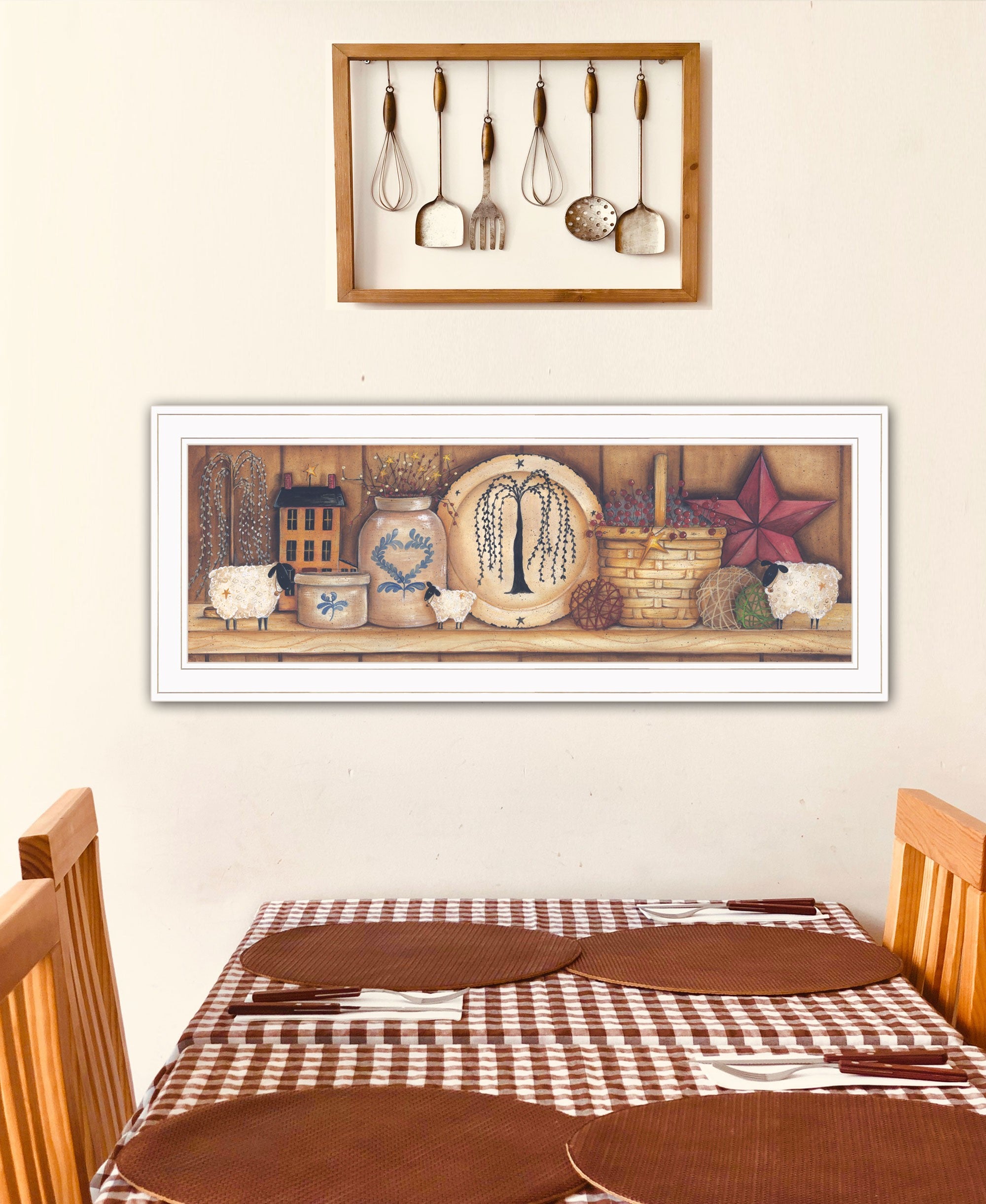 Shelf Gathering 1 White Framed Print Wall Art