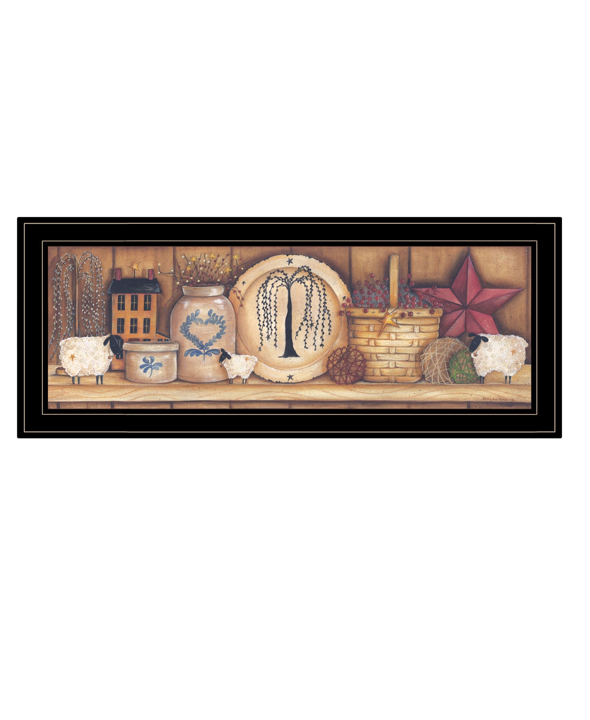 Shelf Gathering 2 Black Framed Print Wall Art