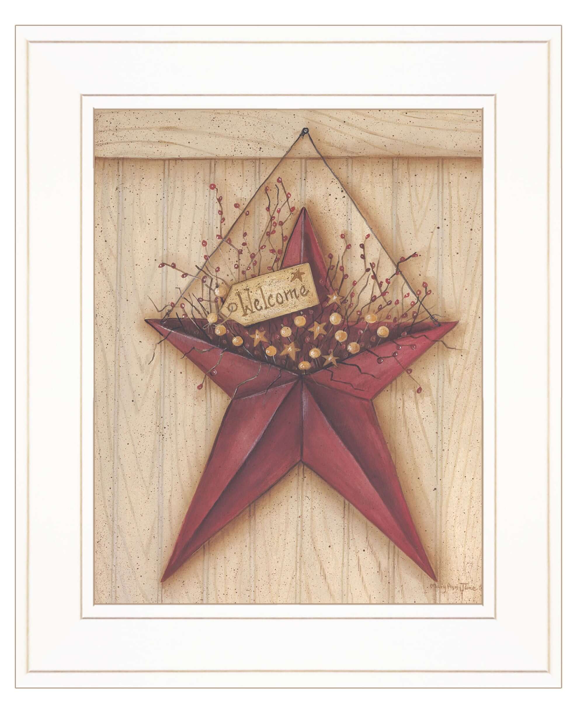 Welcome Barn Star 2 White Framed Print Wall Art