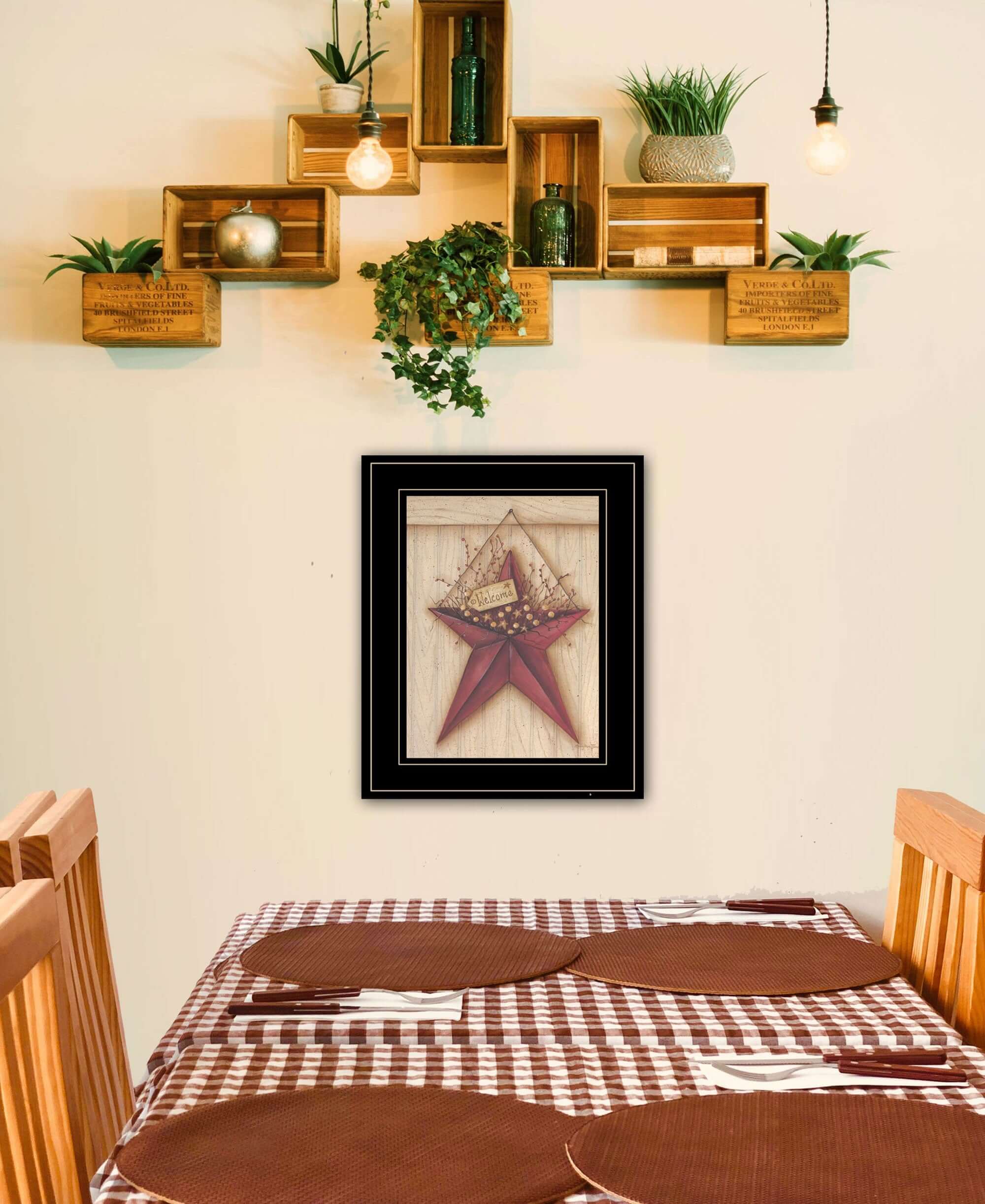 Welcome Barn Star 3 Black Framed Print Wall Art