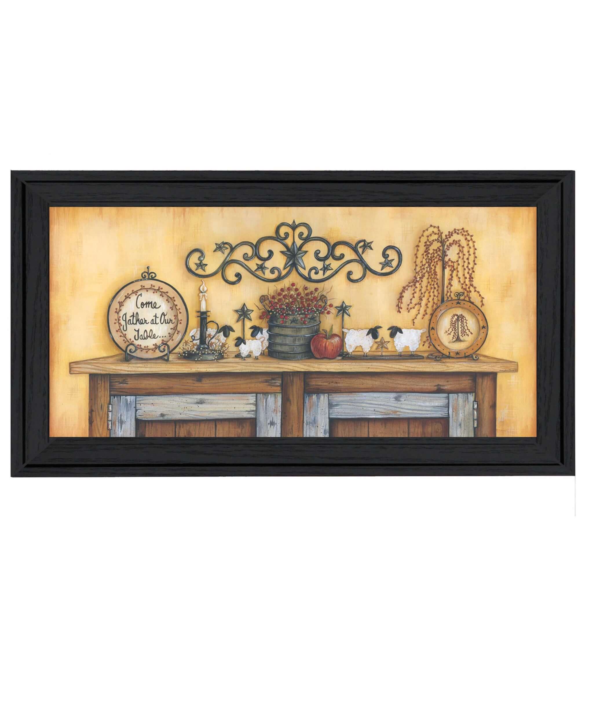 Come Gather At Our Table 4 Black Framed Print Wall Art