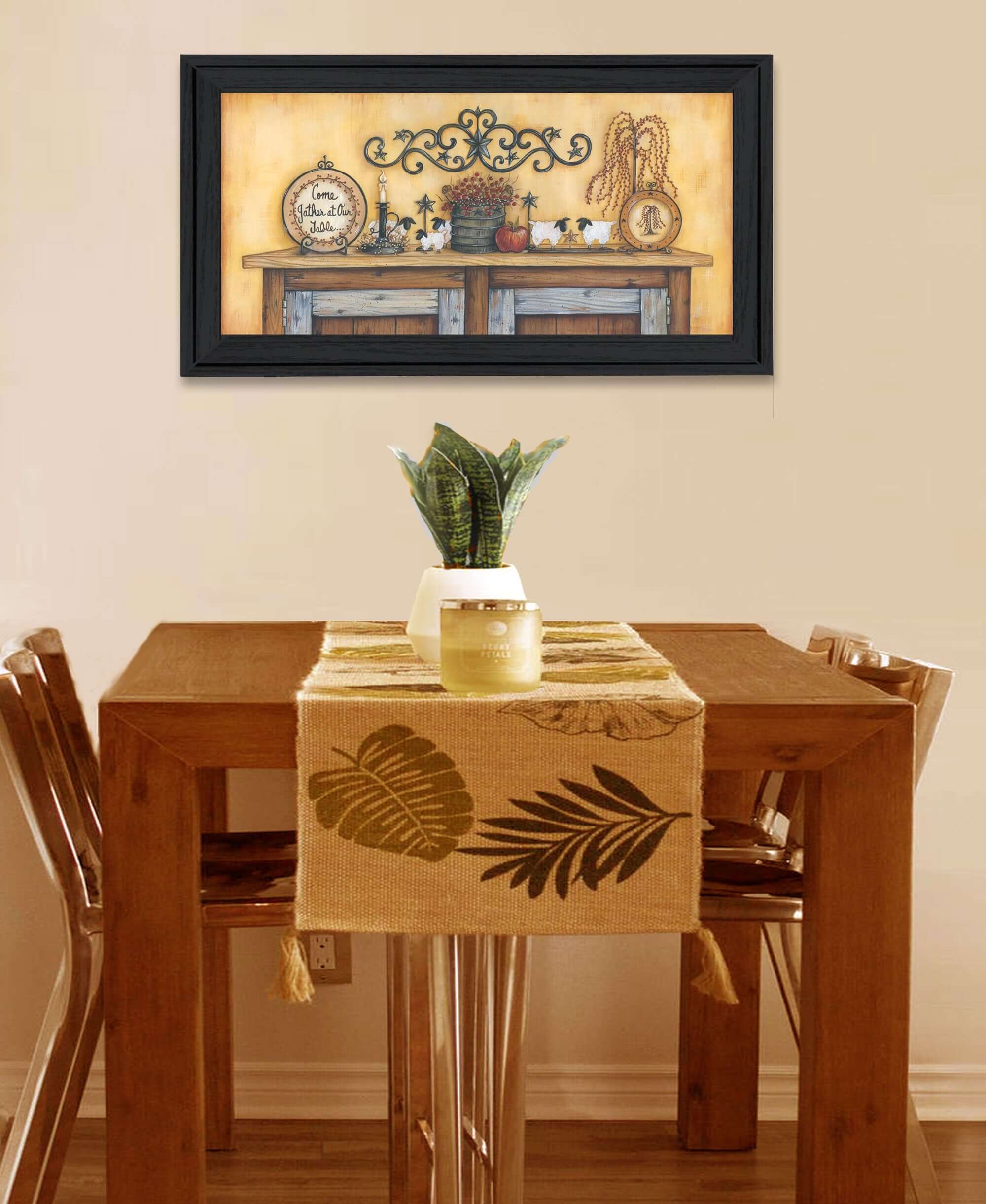 Come Gather At Our Table 4 Black Framed Print Wall Art