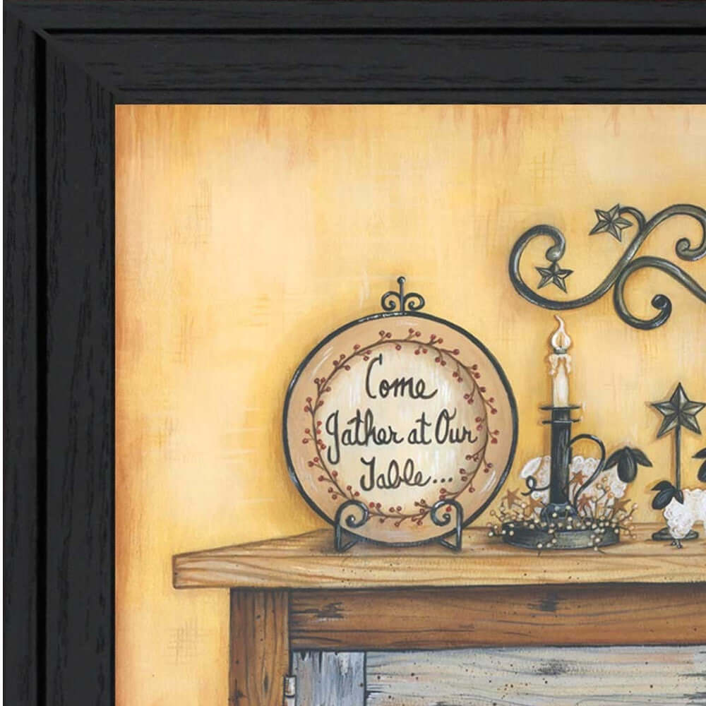 Come Gather At Our Table 4 Black Framed Print Wall Art